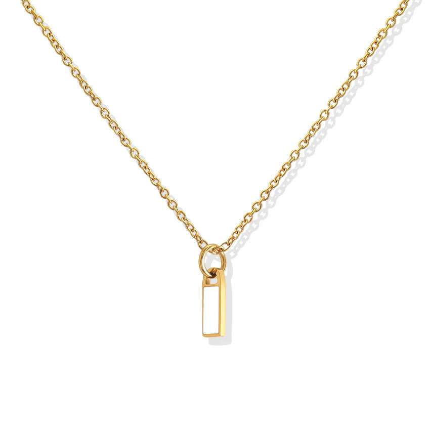 Rectangular Column Pendant Titanium Steel Necklace