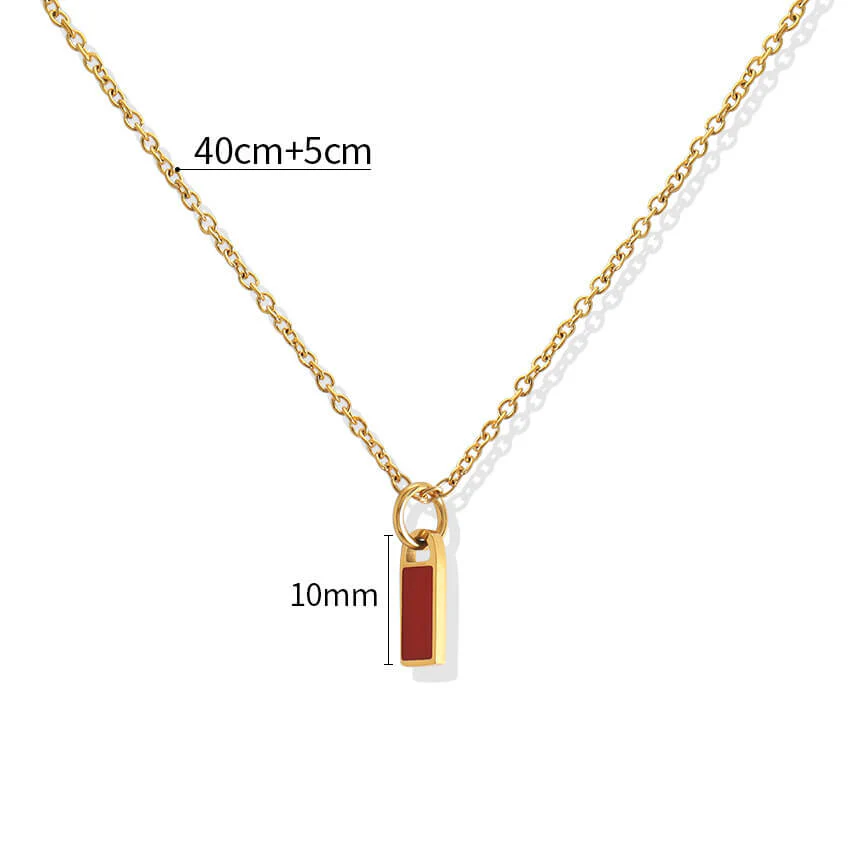 Rectangular Column Pendant Titanium Steel Necklace