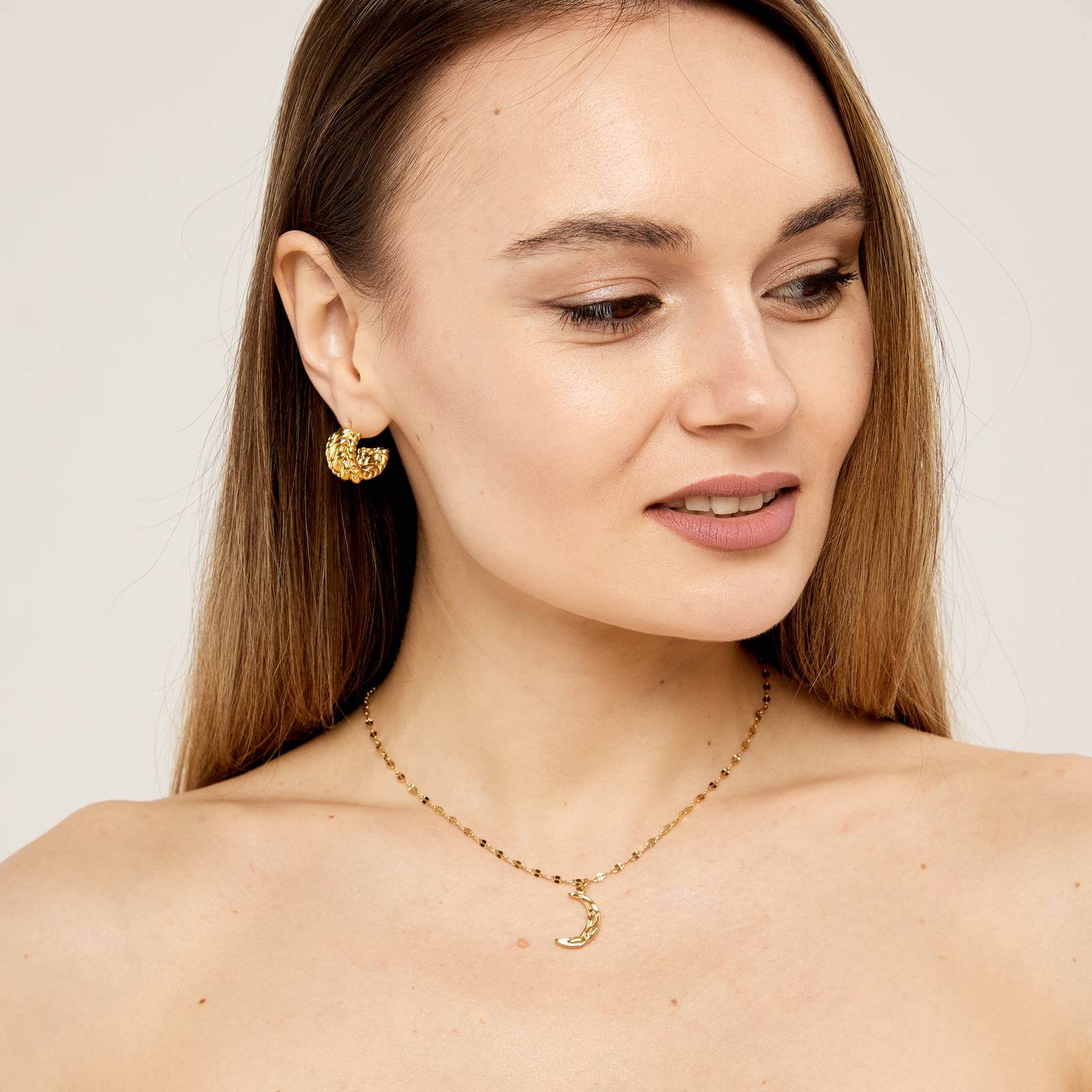 Hammered Crescent Necklace