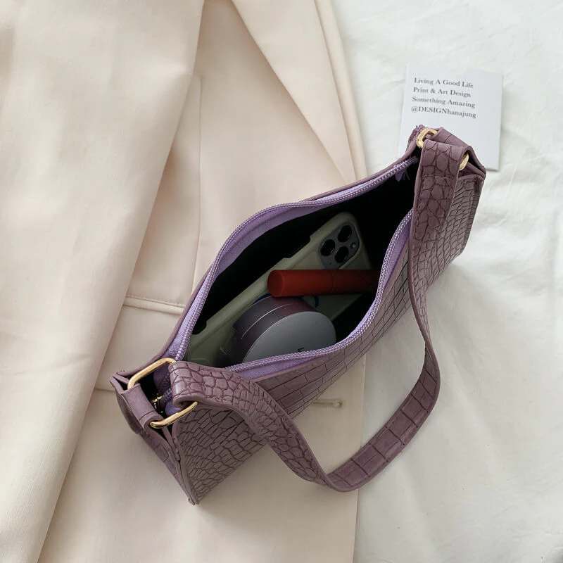 Croc Pattern Shoulder Bag