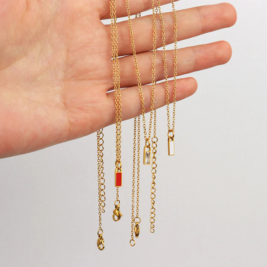 Rectangular Column Pendant Titanium Steel Necklace