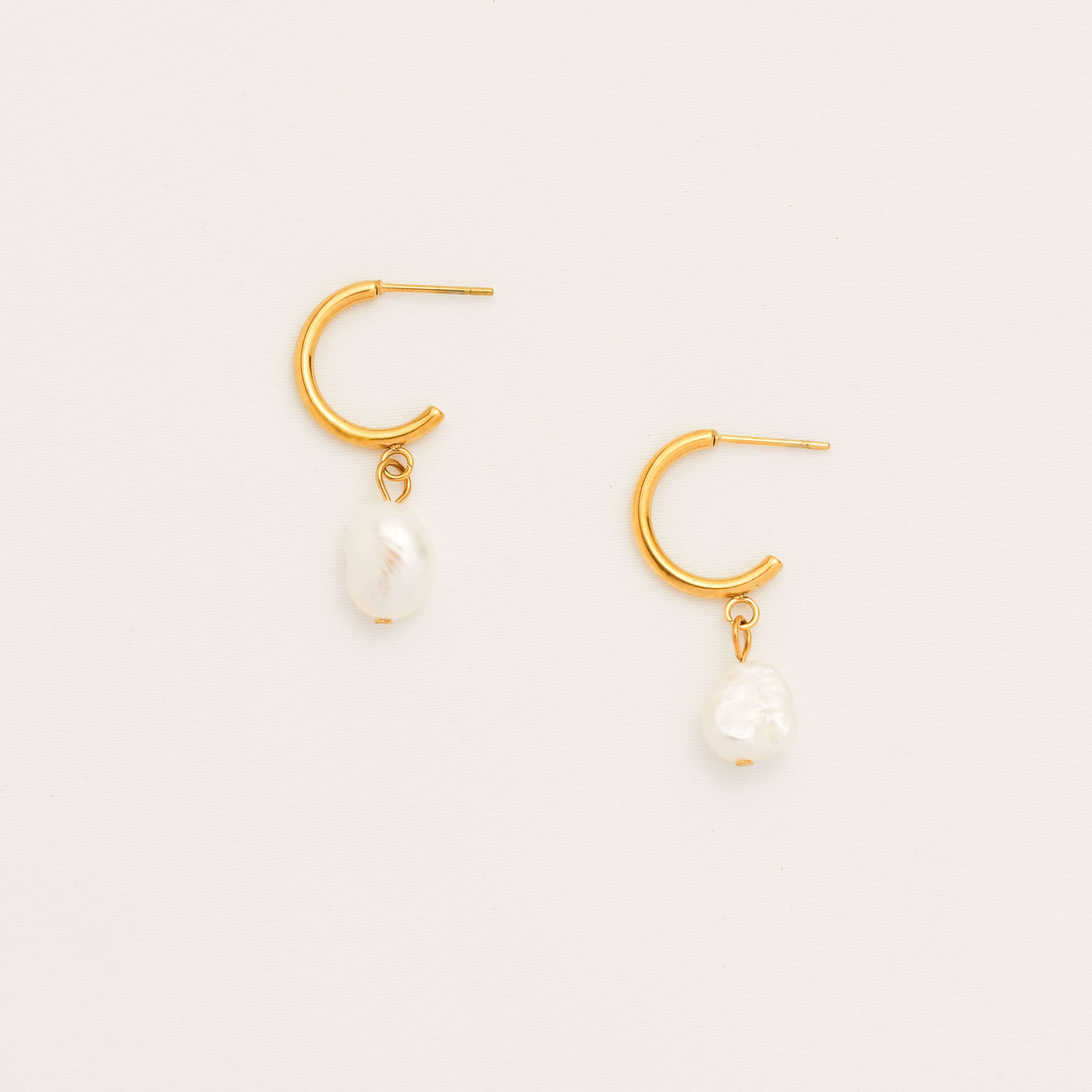 Pearl Open Hoop Earrings