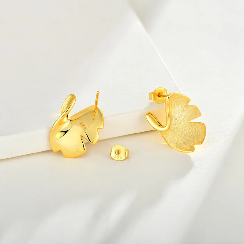Ginkgo Leaf Stud Earrings