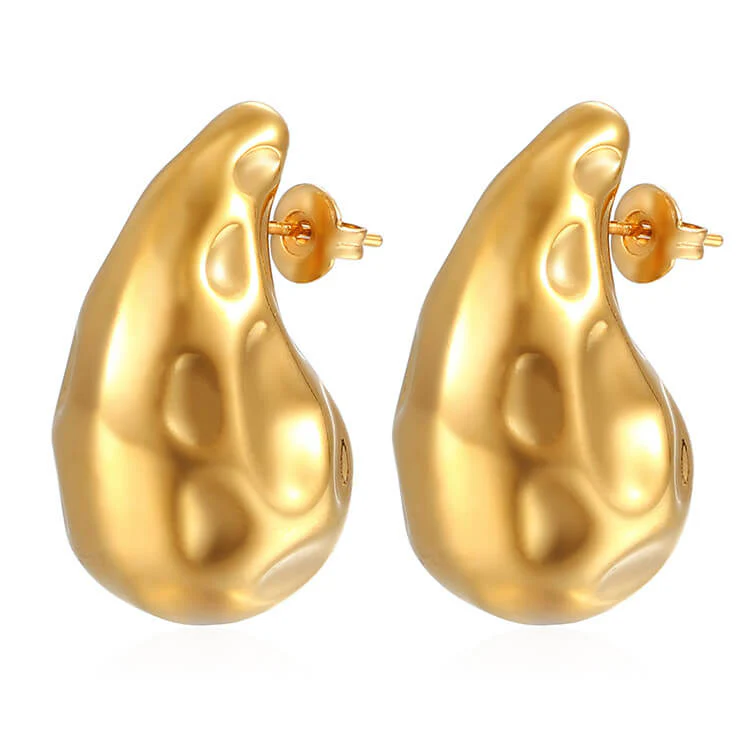 Beating Pattern Drop Earrings Gold