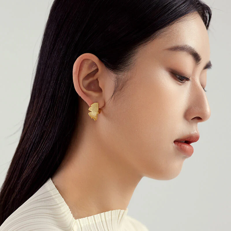 Ginkgo Leaf Stud Earrings