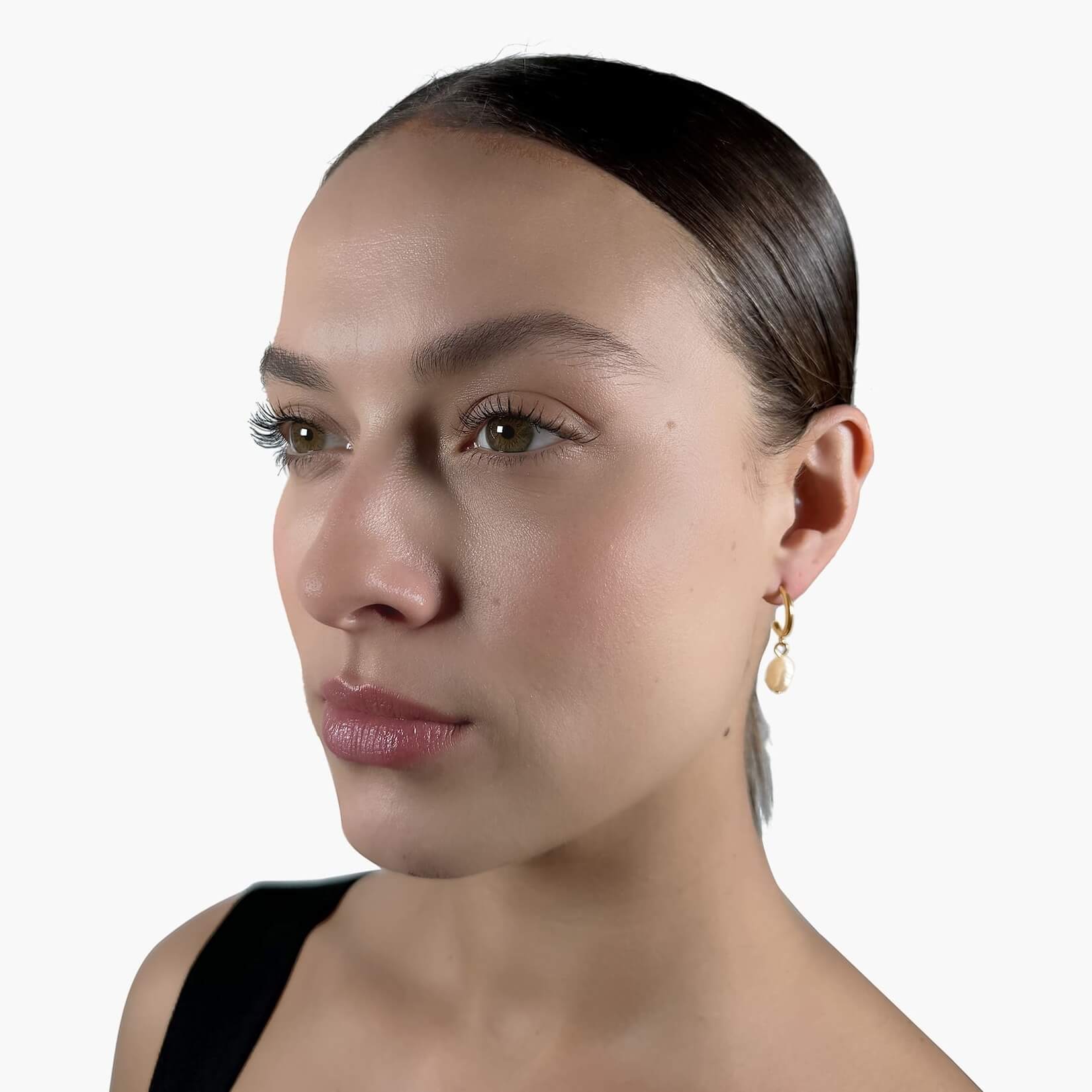 Pearl Open Hoop Earrings