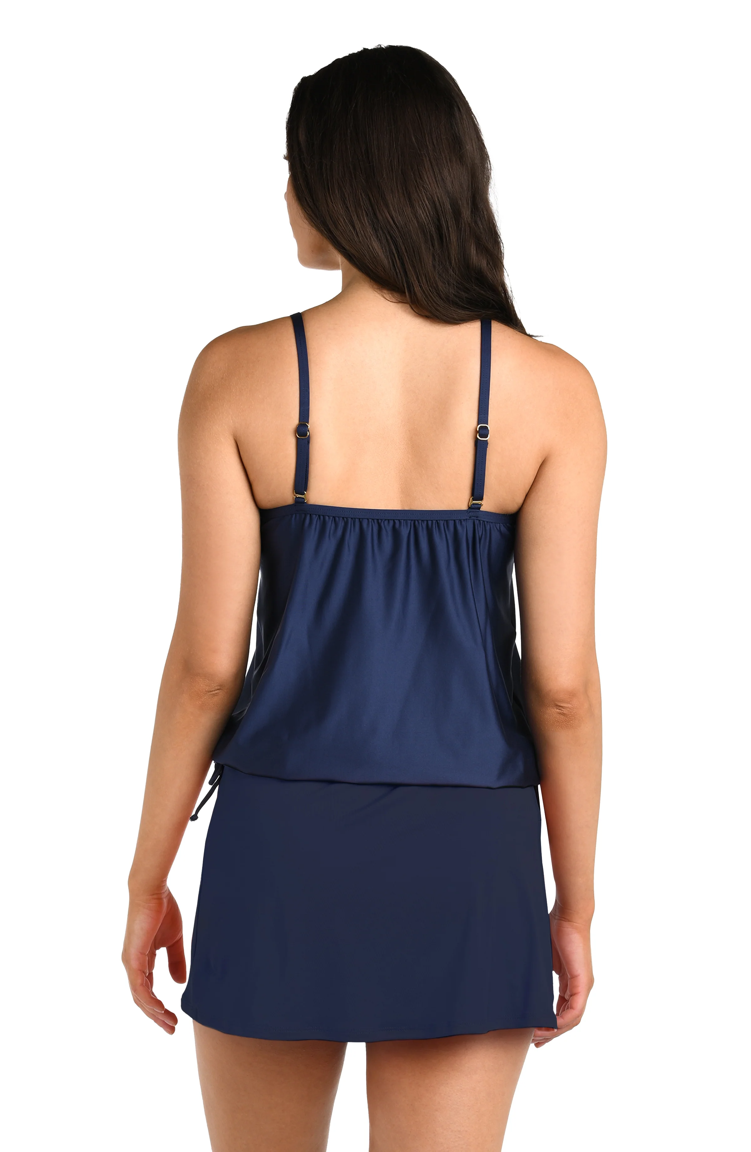 24th & Ocean Solid Underwire V-Neck Blouson Tankini Top
