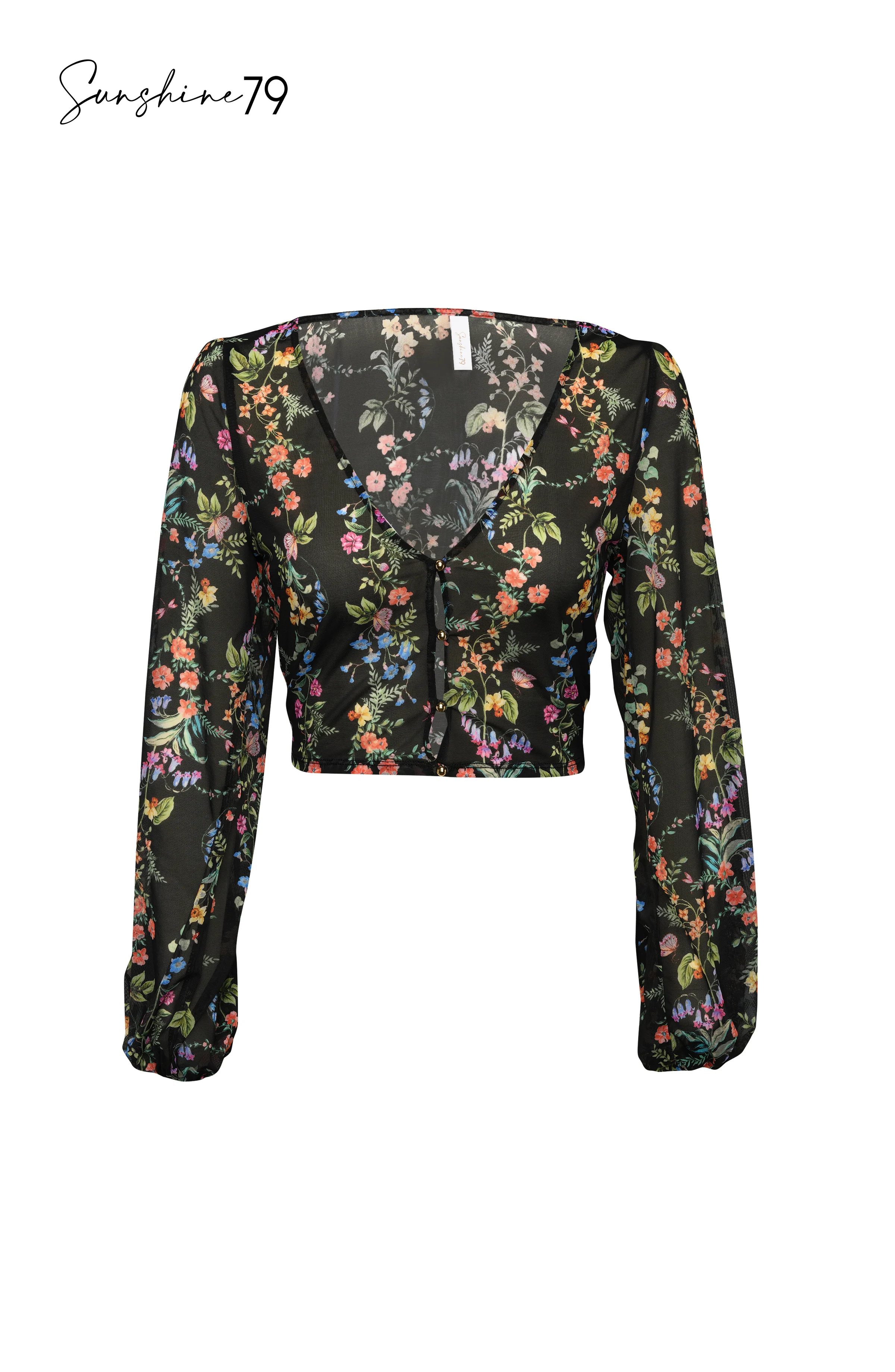 Sunshine 79 Wildflower Vines Mesh Crop Top Cover Up - FINAL SALE