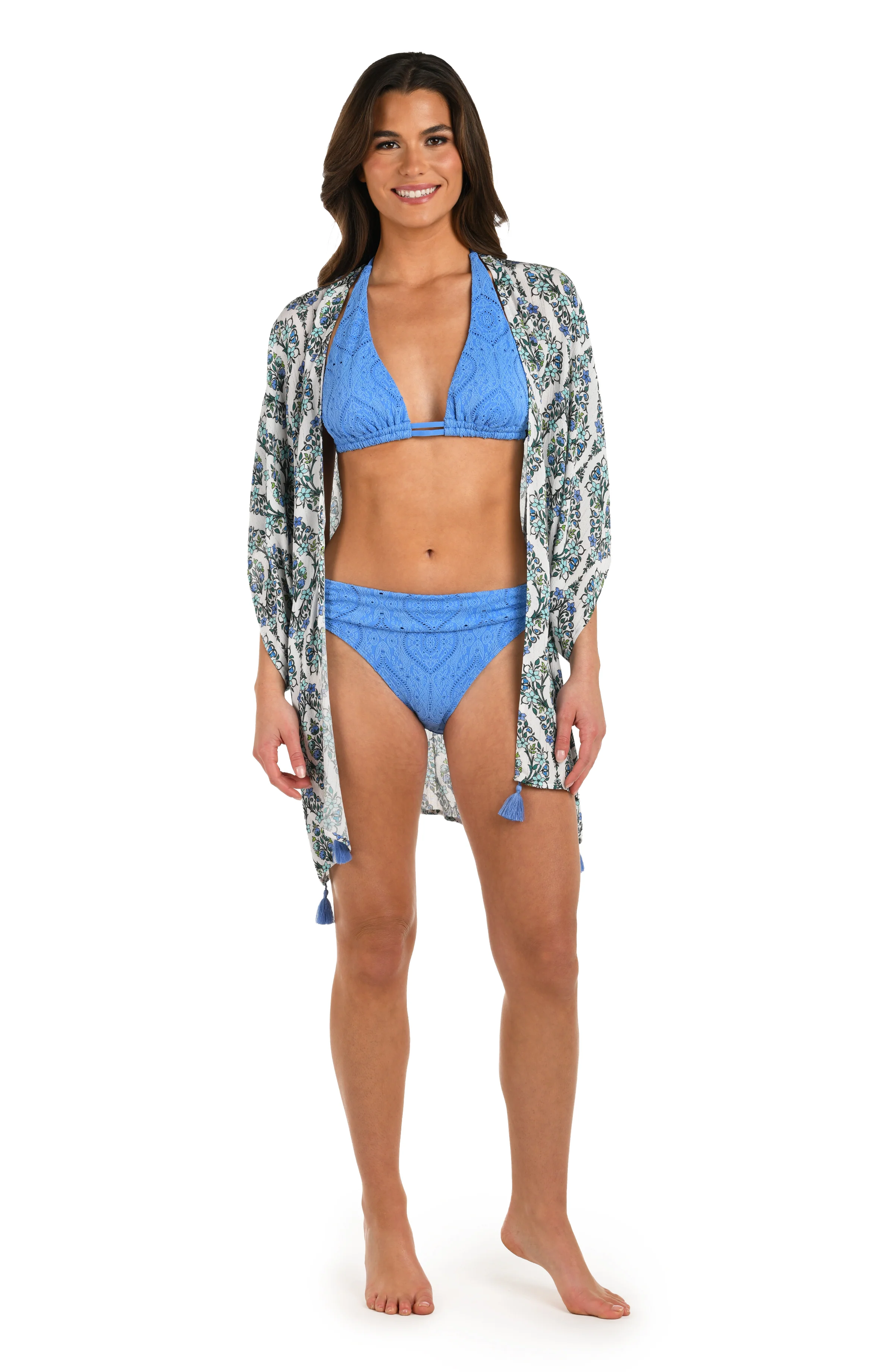 Deja-Blue Diamond Kimono Cover Up