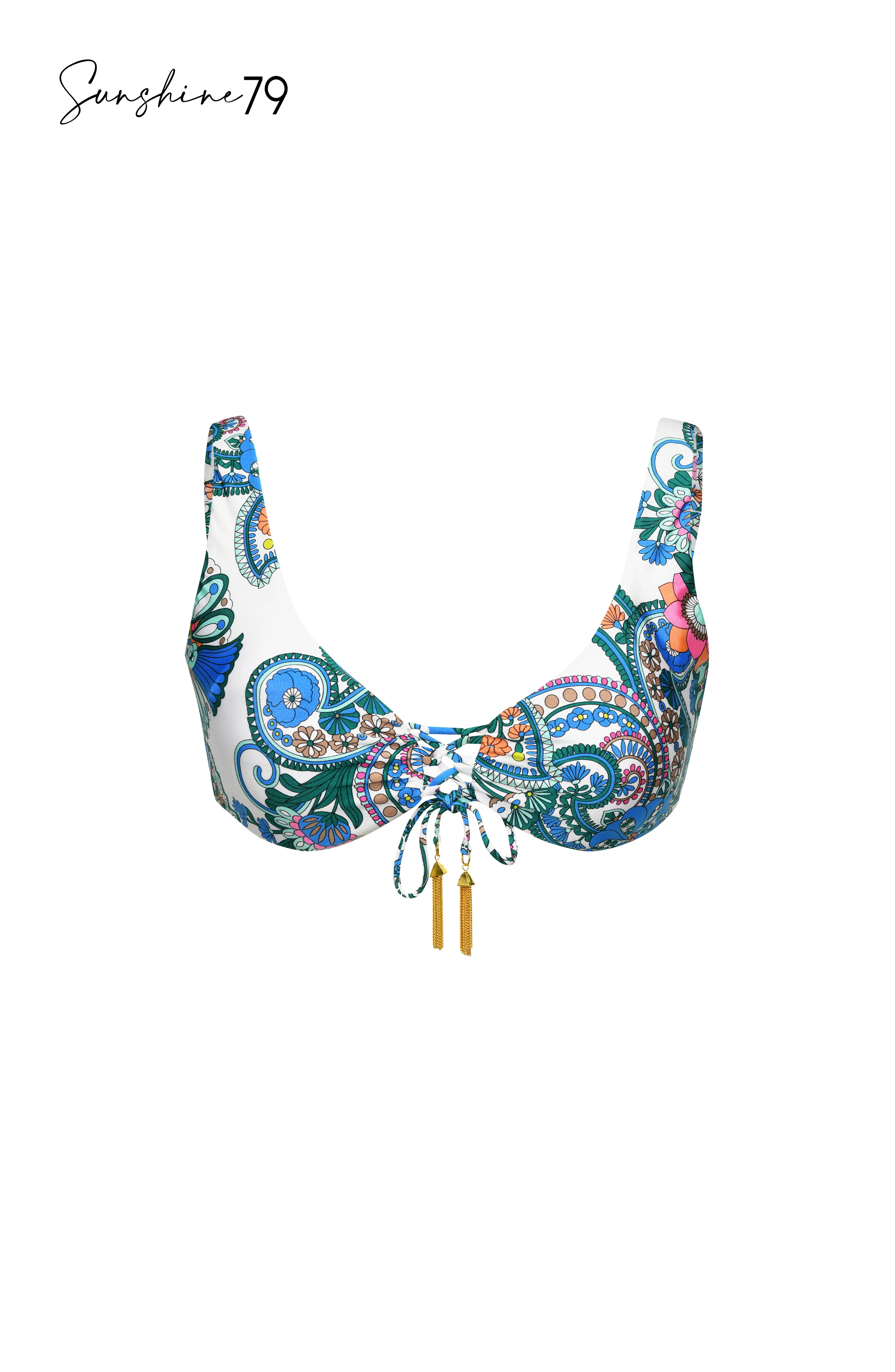 Sunshine 79 Feel Good Paisley Over The Shoulder Bralette Top - FINAL SALE