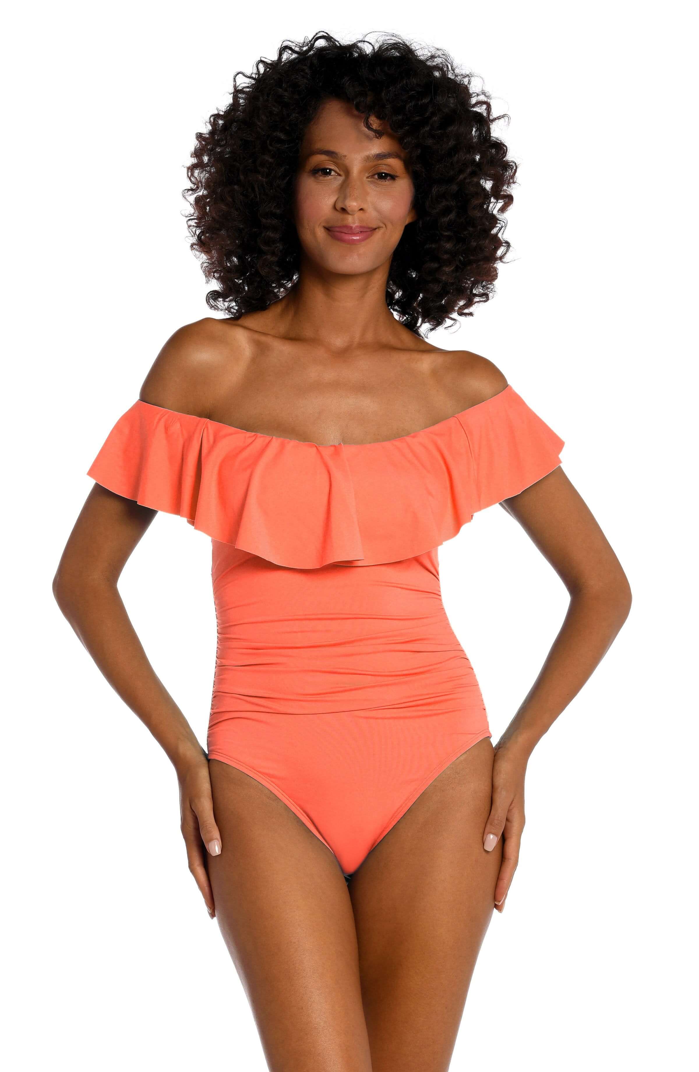 Island Goddess Off Shoulder Ruffle One Piece - Bird of Paradise - FINAL SALE