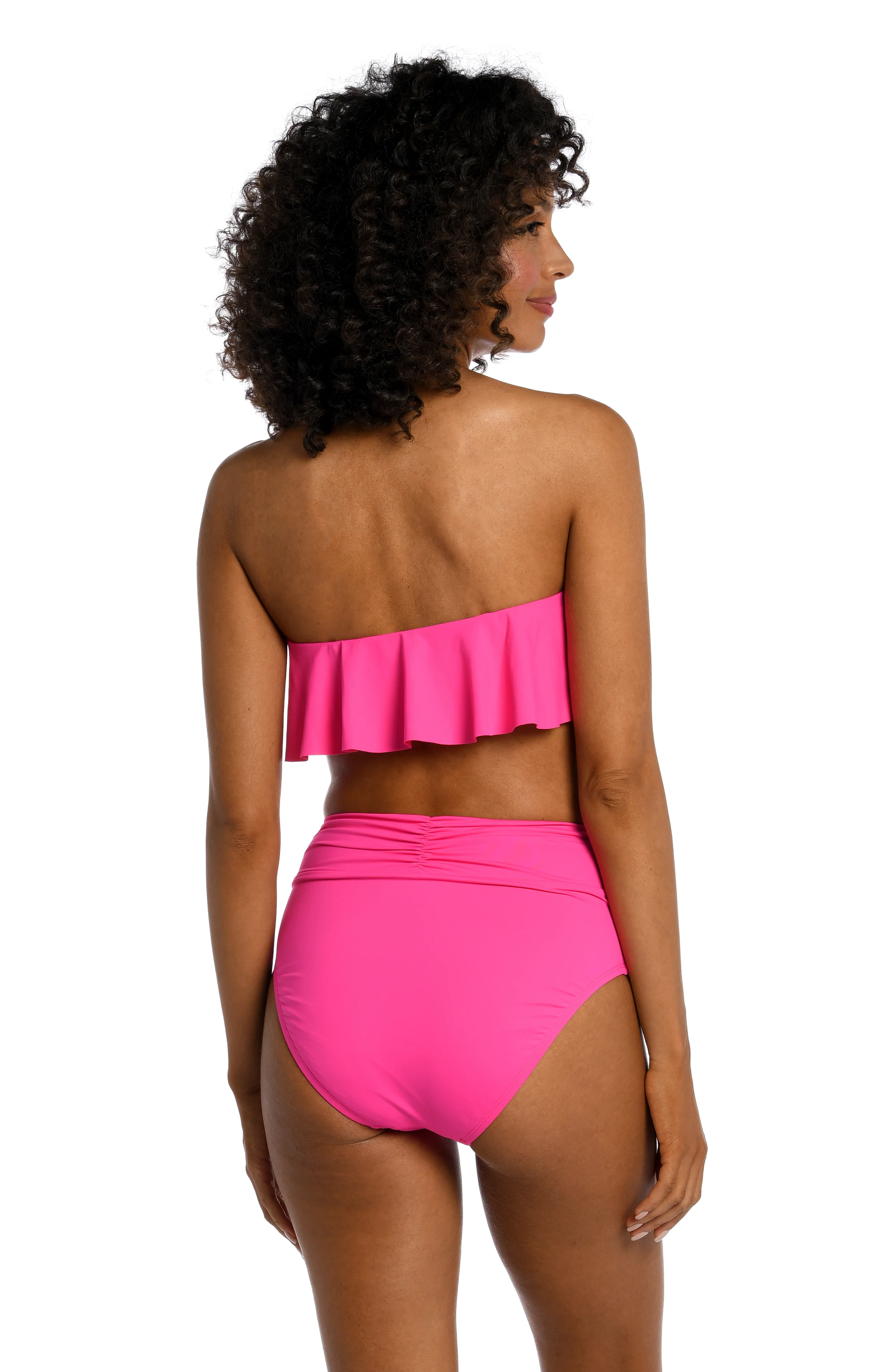 Island Goddess Ruffle Bandeau Bra Top - Pop Pink - FINAL SALE