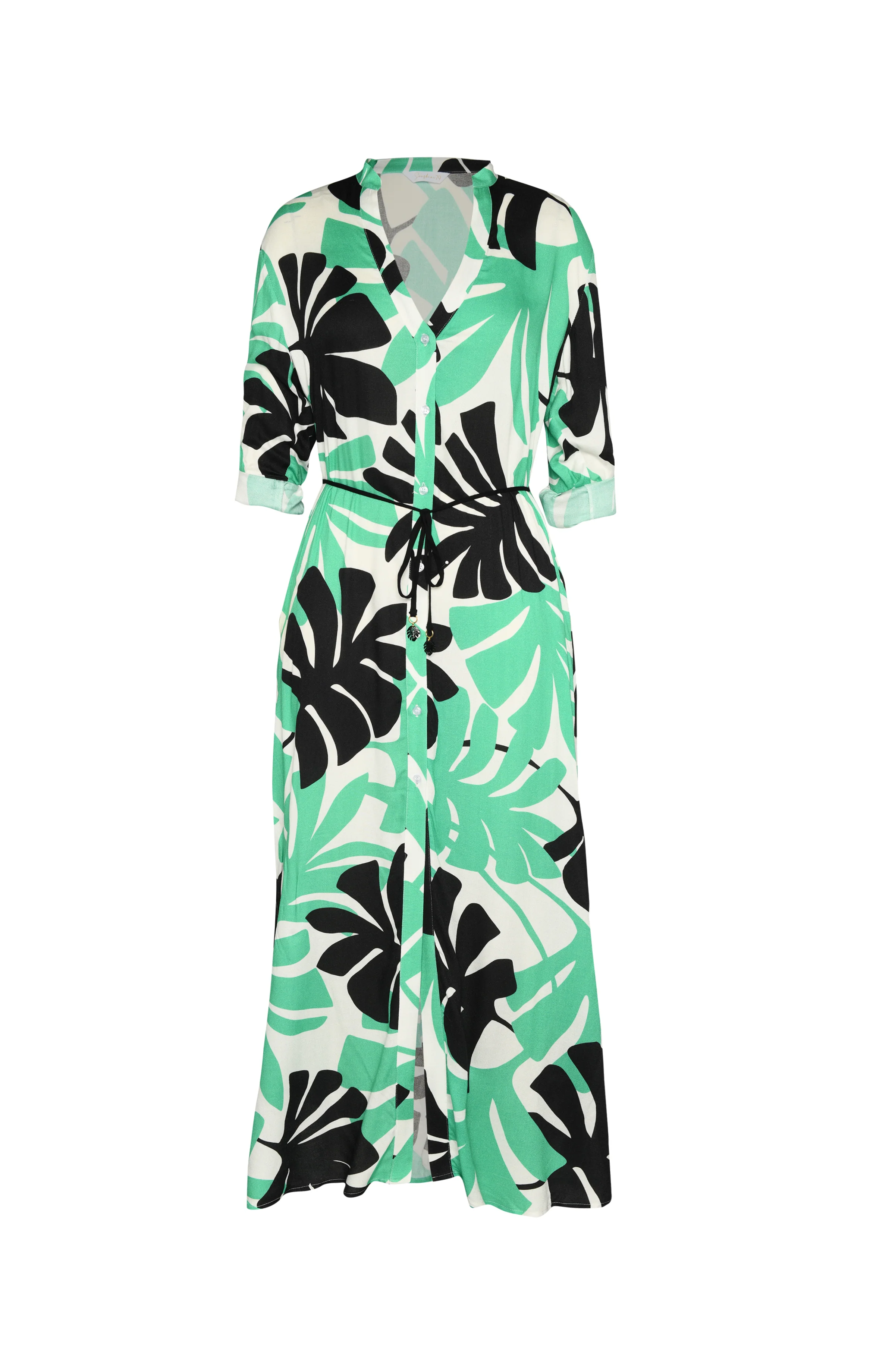 Sunshine 79 Monstera Button Up Maxi Dress - FINAL SALE