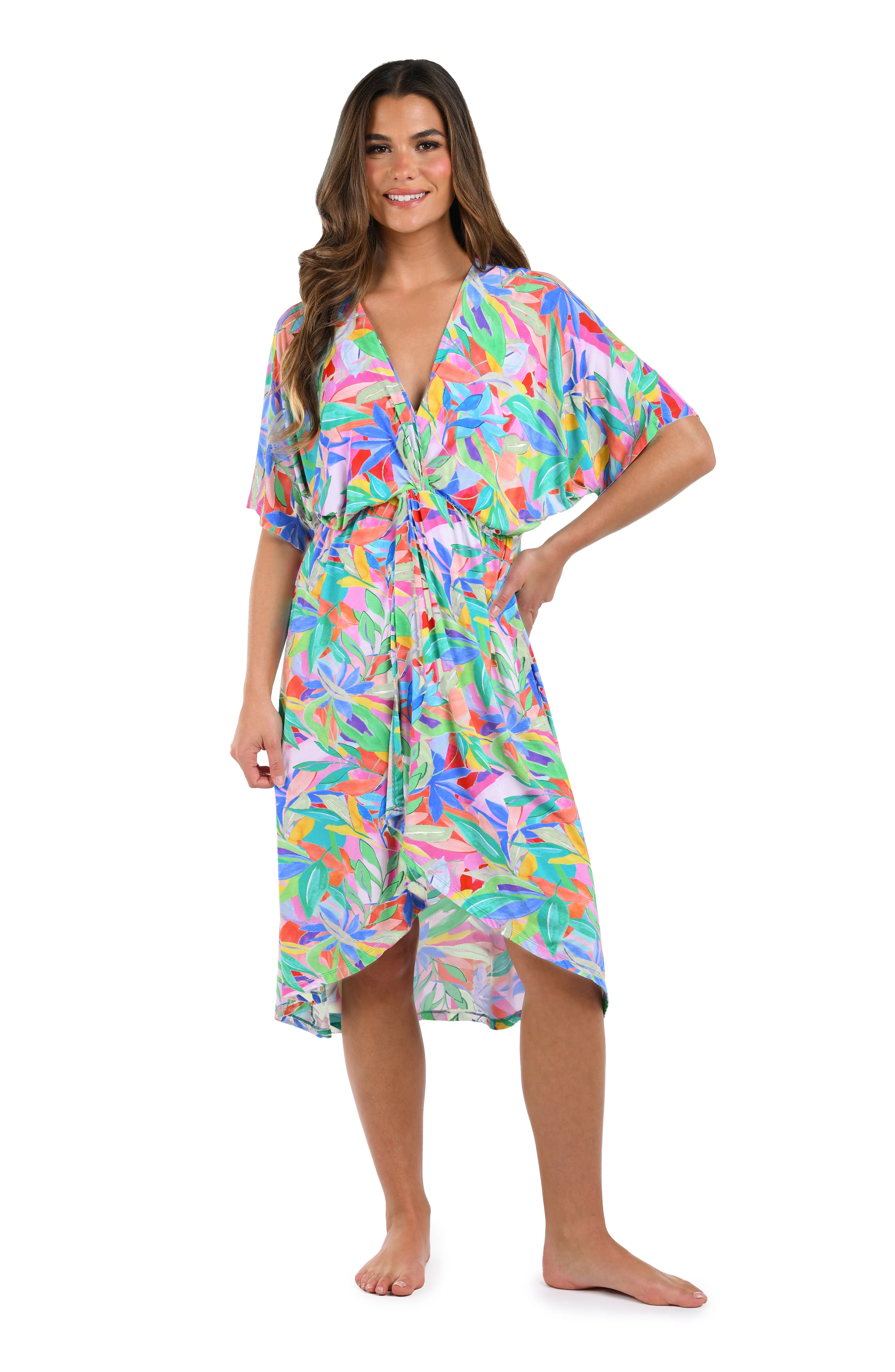 Tropi-flage Twist Front Midi Dress Cover Up - FINAL SALE