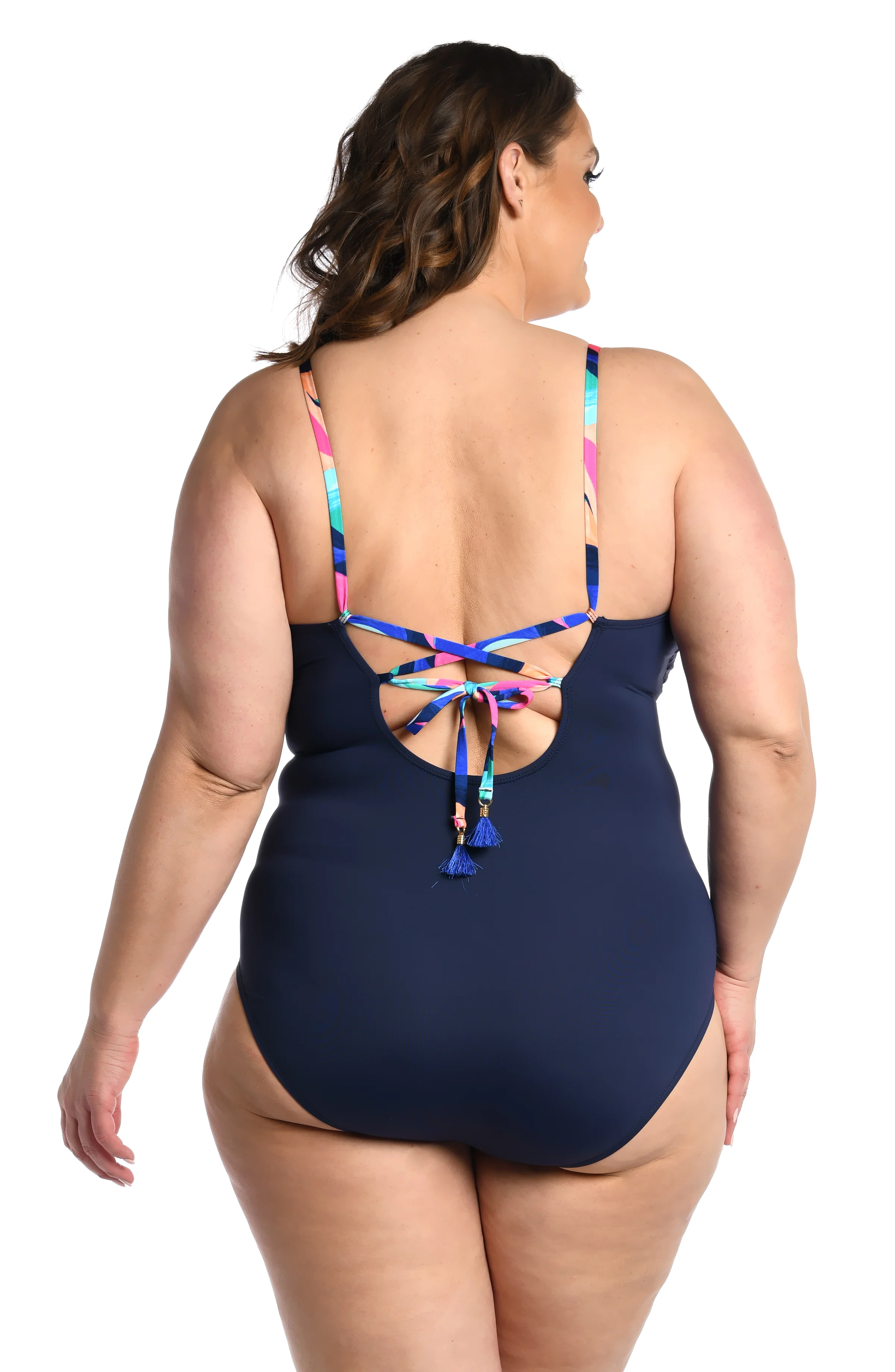 Painted Leaves Plunge One Piece - FINAL SALE