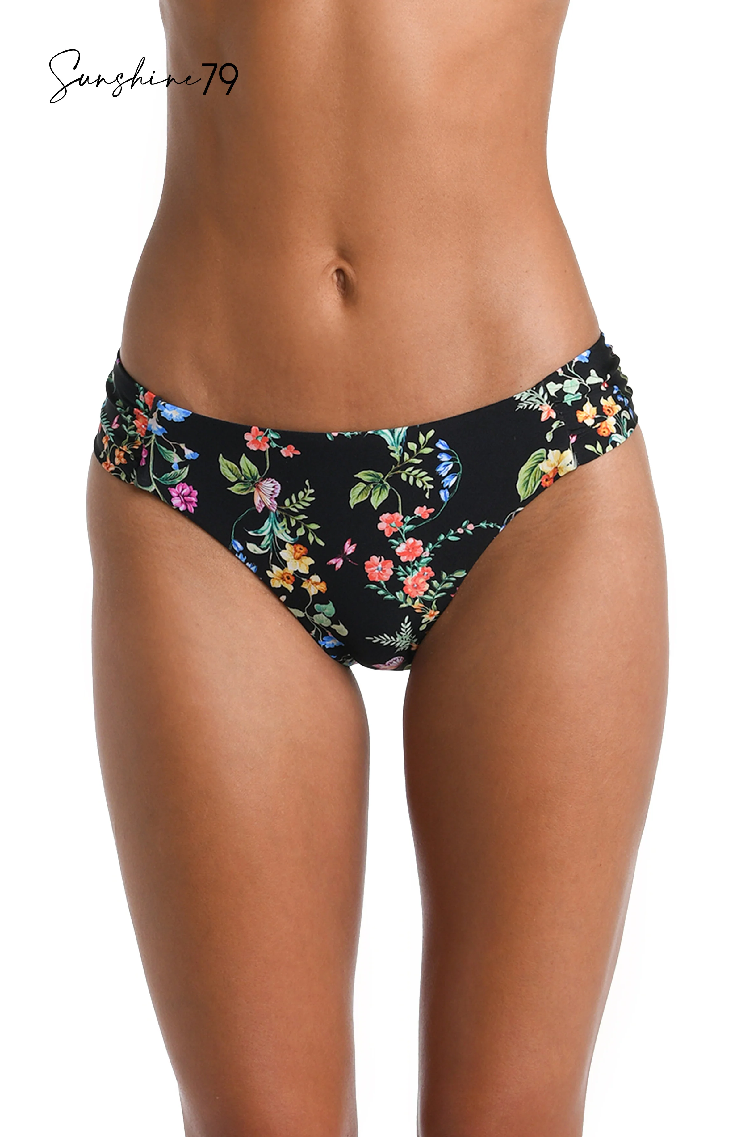 Sunshine 79 Wildflower Vines Side Shirred Hipster Bottom - FINAL SALE