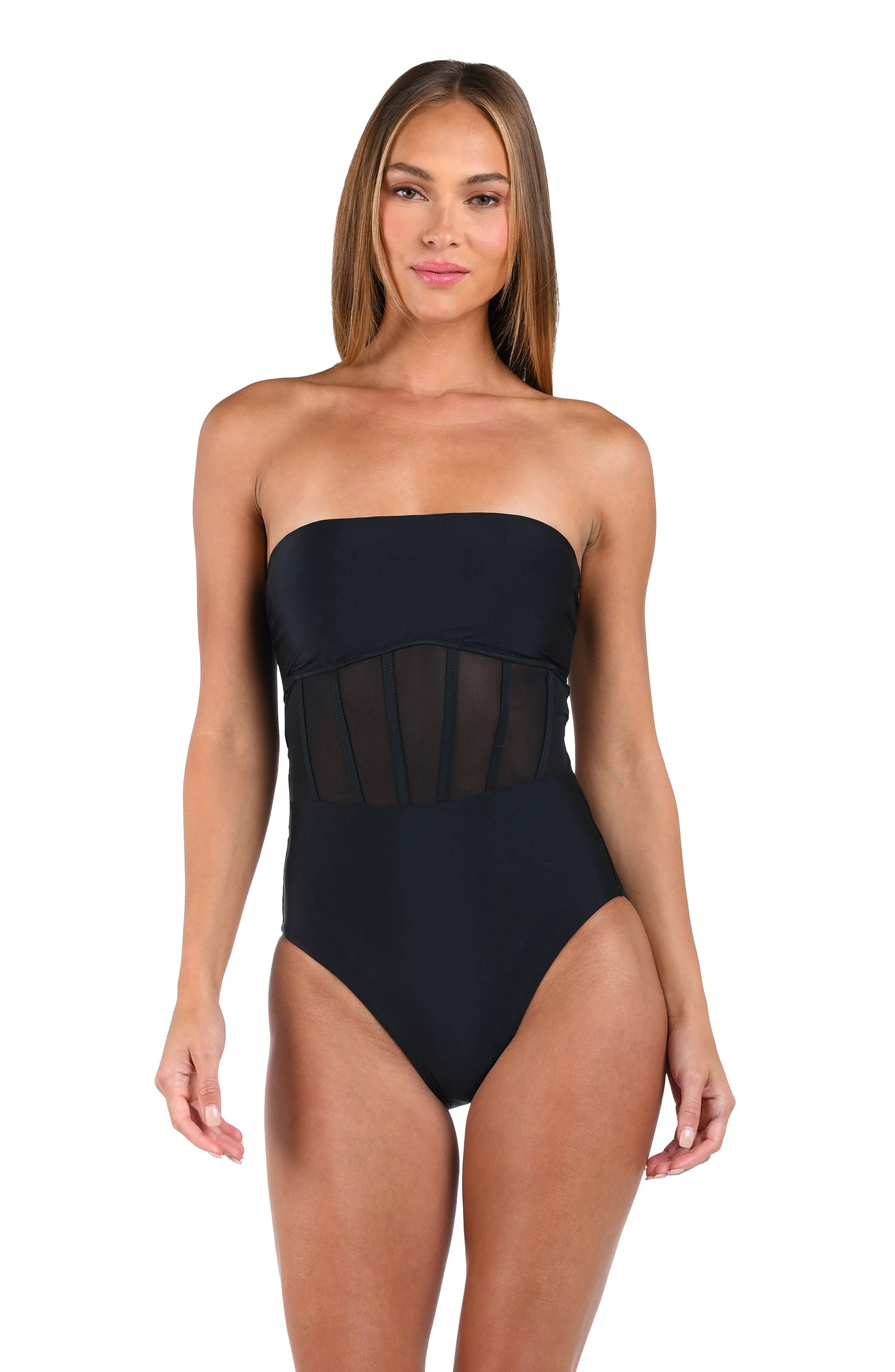 Sunshine 79 Solids Bandeau One Piece - Black