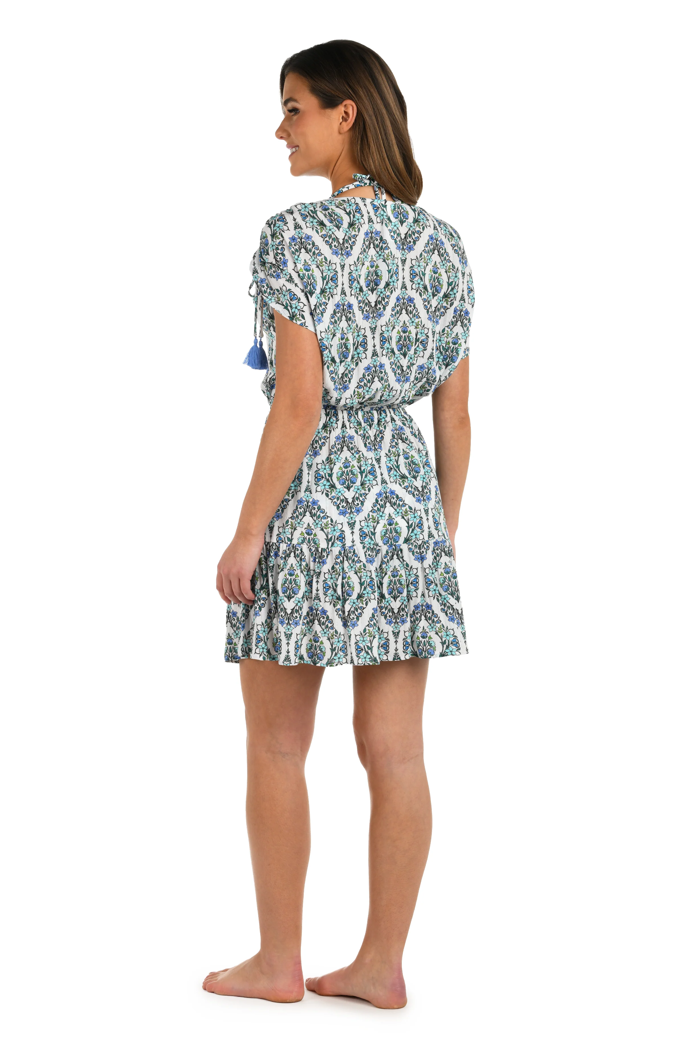 Deja-Blue Diamond V-Neck Cover Up Dress