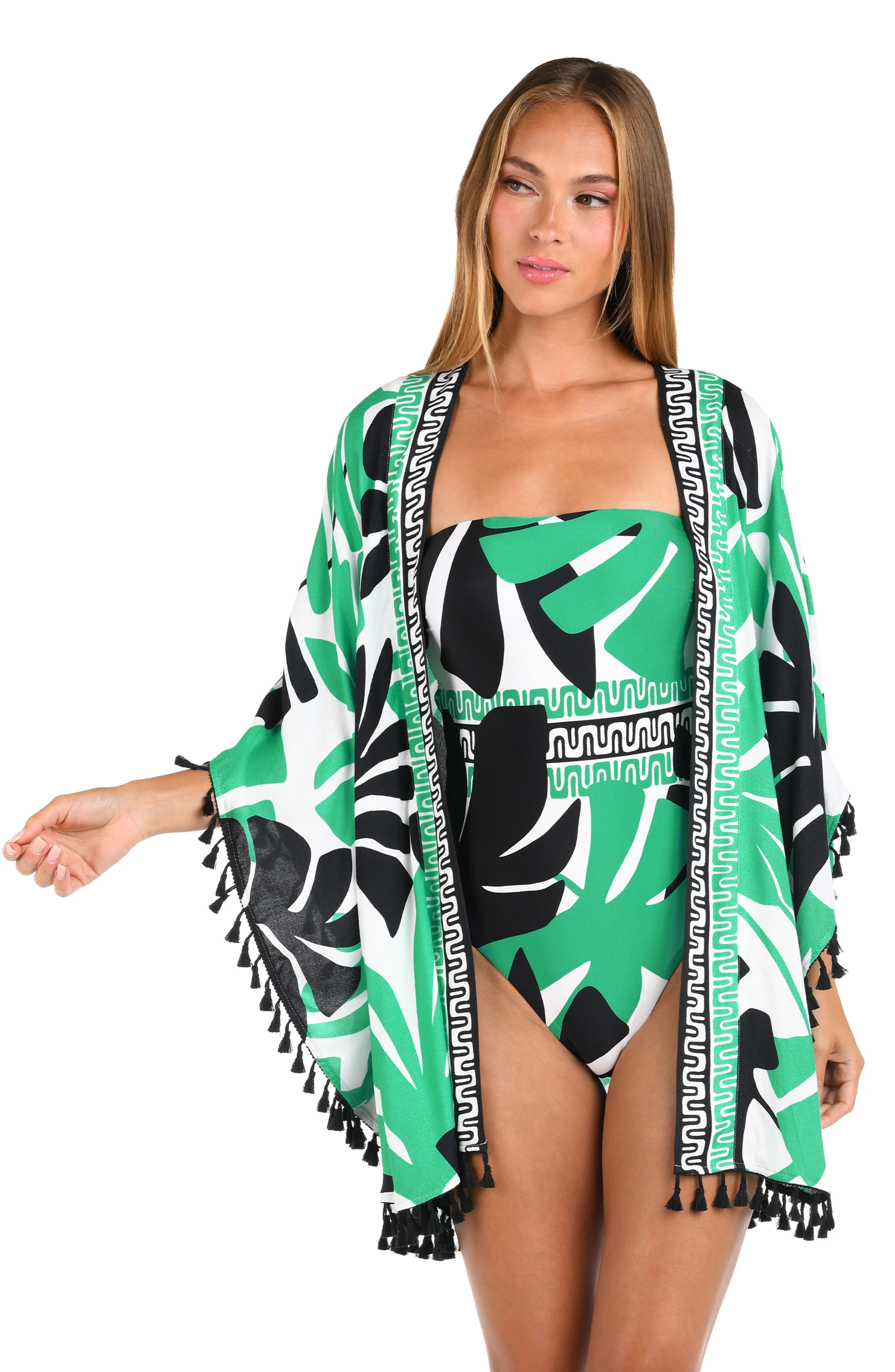 Sunshine 79 Monstera Open Front Kimono - FINAL SALE