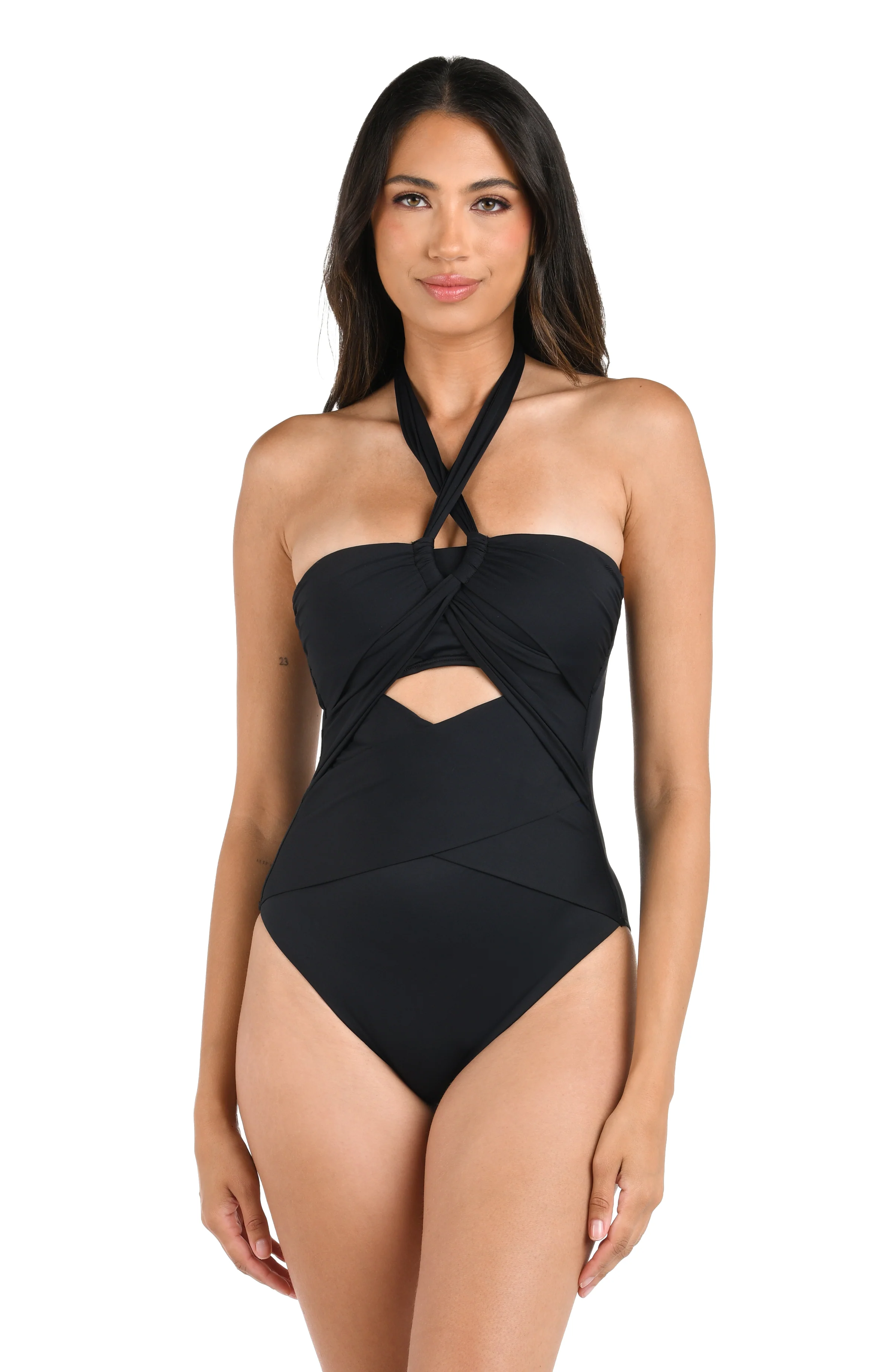 Island Goddess Convertible Draped Bandeau One Piece