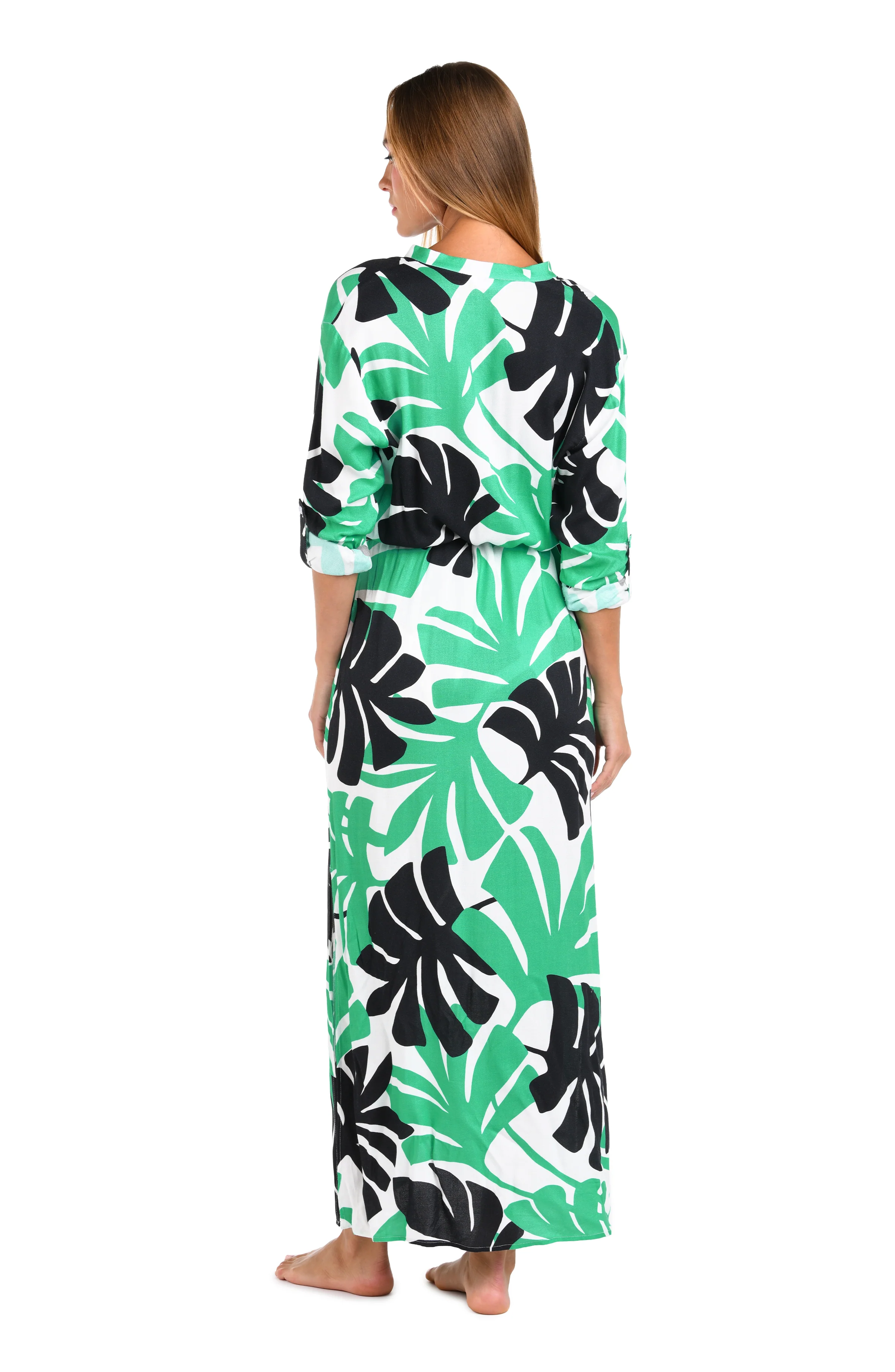Sunshine 79 Monstera Button Up Maxi Dress - FINAL SALE