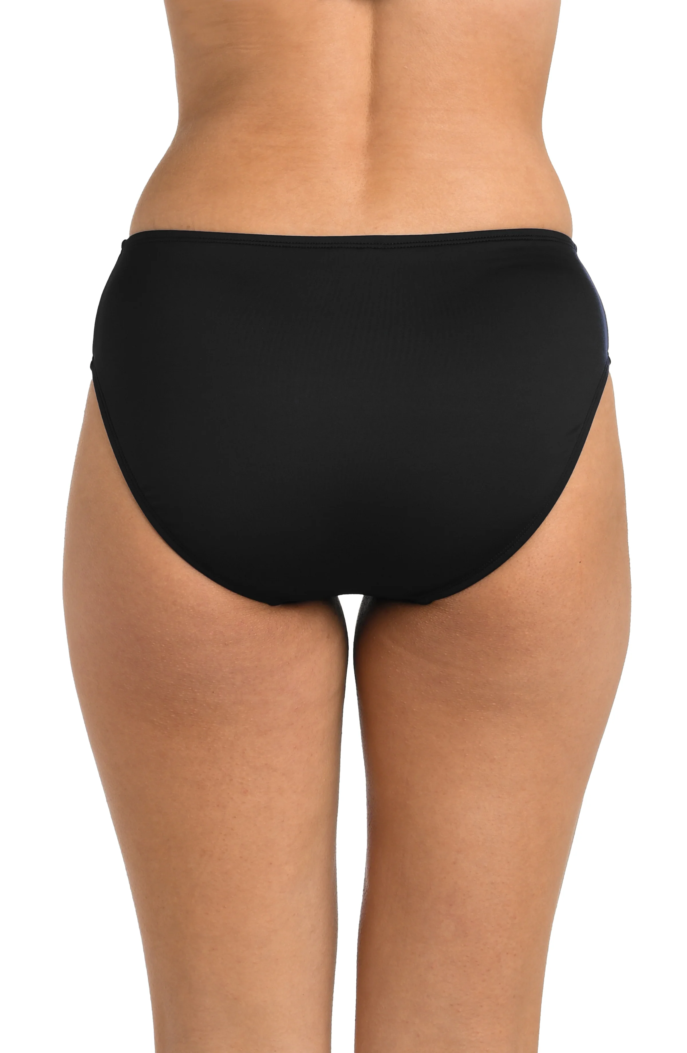 24th & Ocean Solid Mid Waist Bikini Bottom - Black