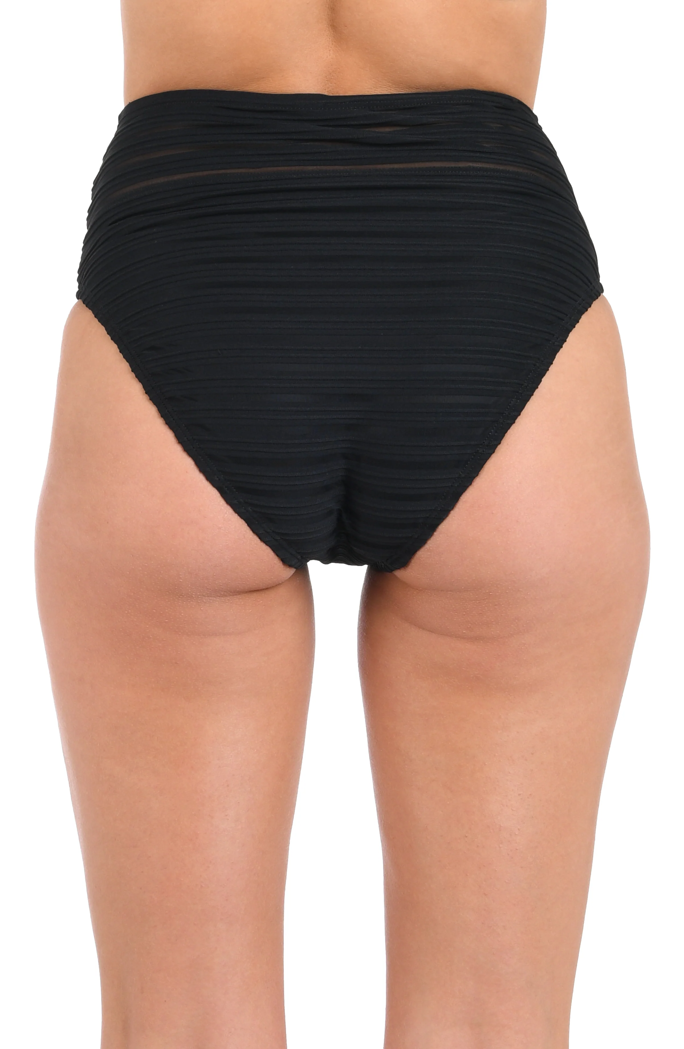Fluid Lines High-Waist Bottom w/ Mesh Detail - Black - FINAL SALE
