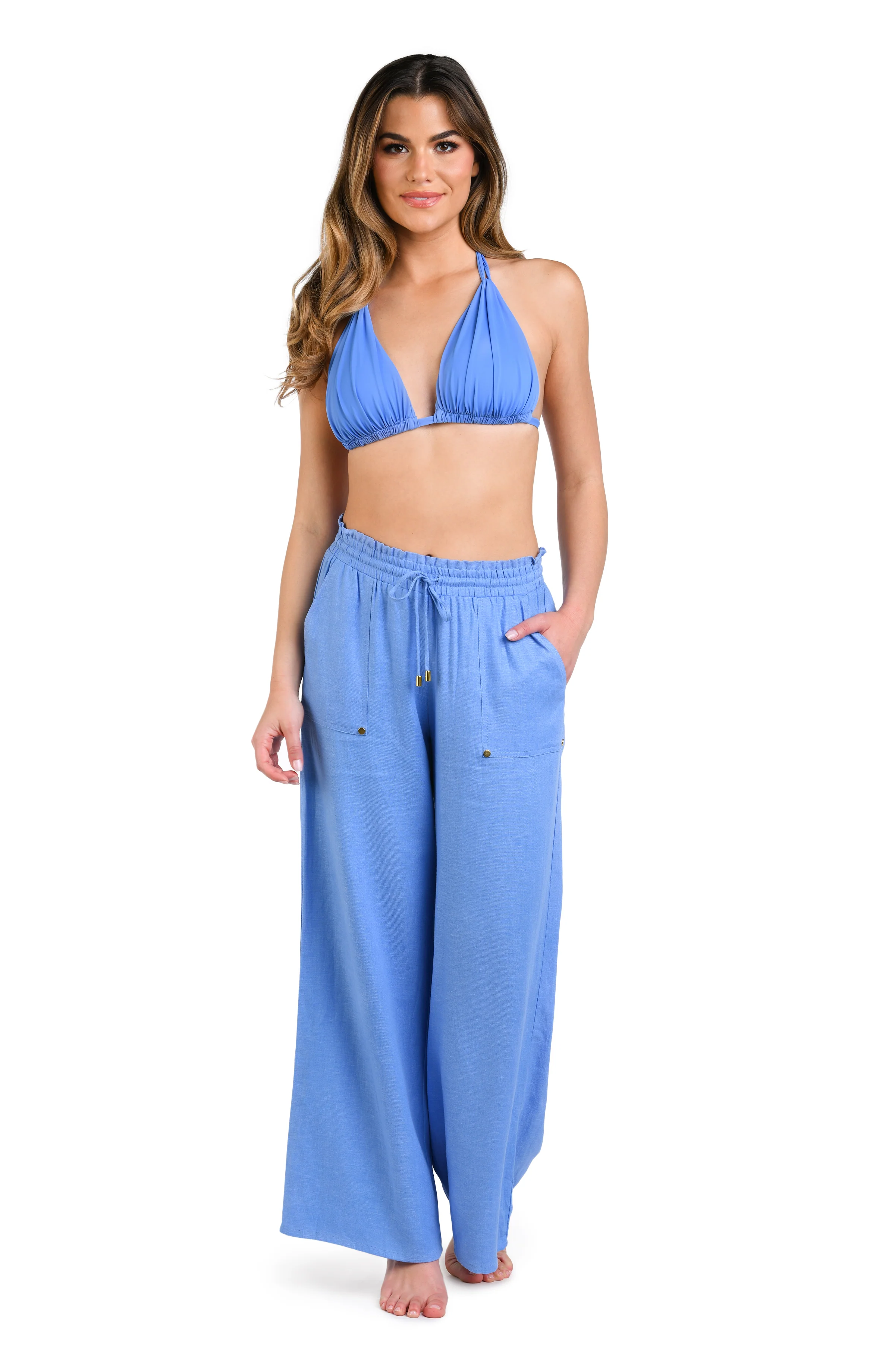 Delphine Coast Beach Pant Cover Up - Chambray - FINAL SALE