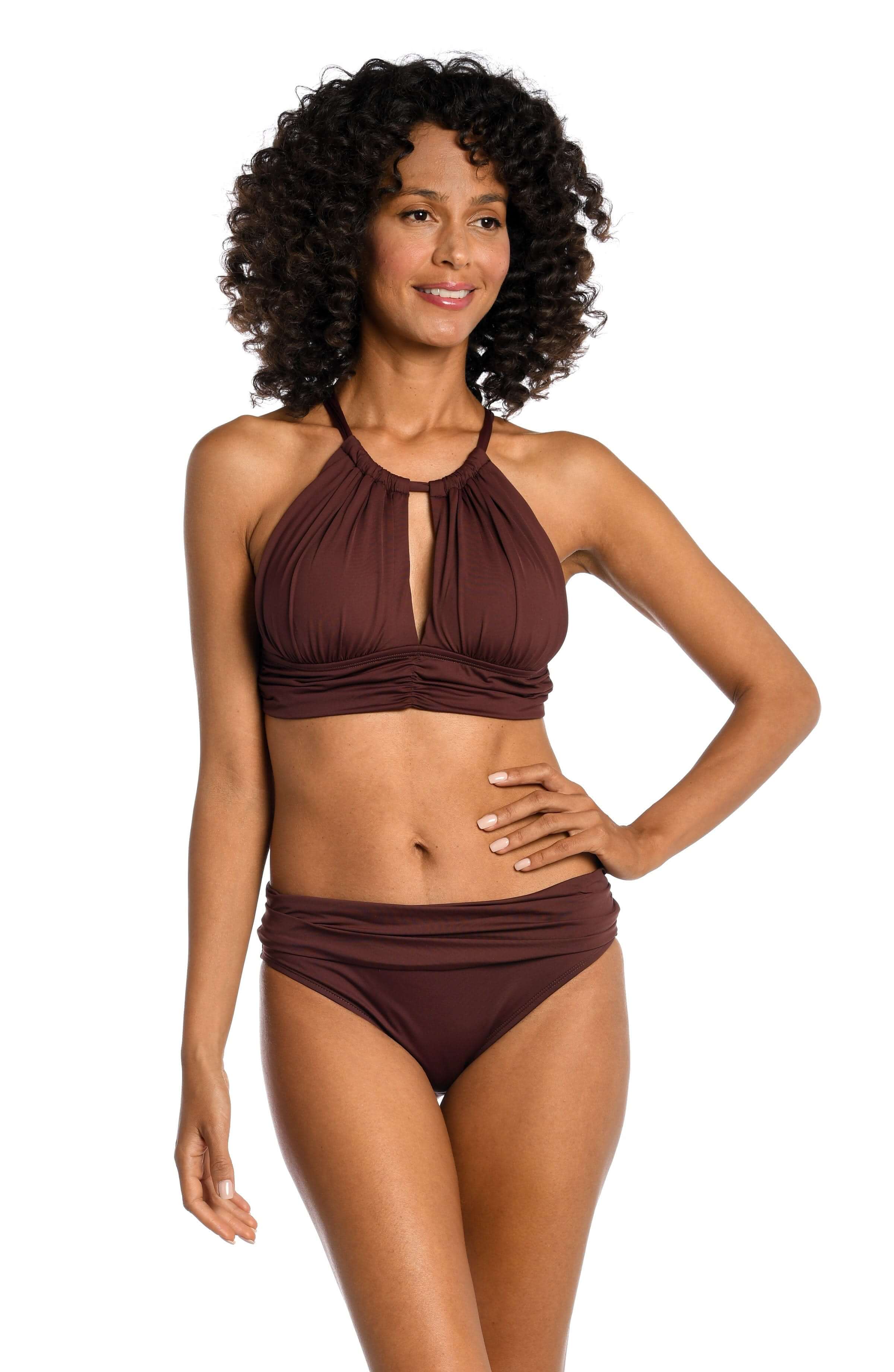 Island Goddess High-Neck Midkini Top - Java - FINAL SALE