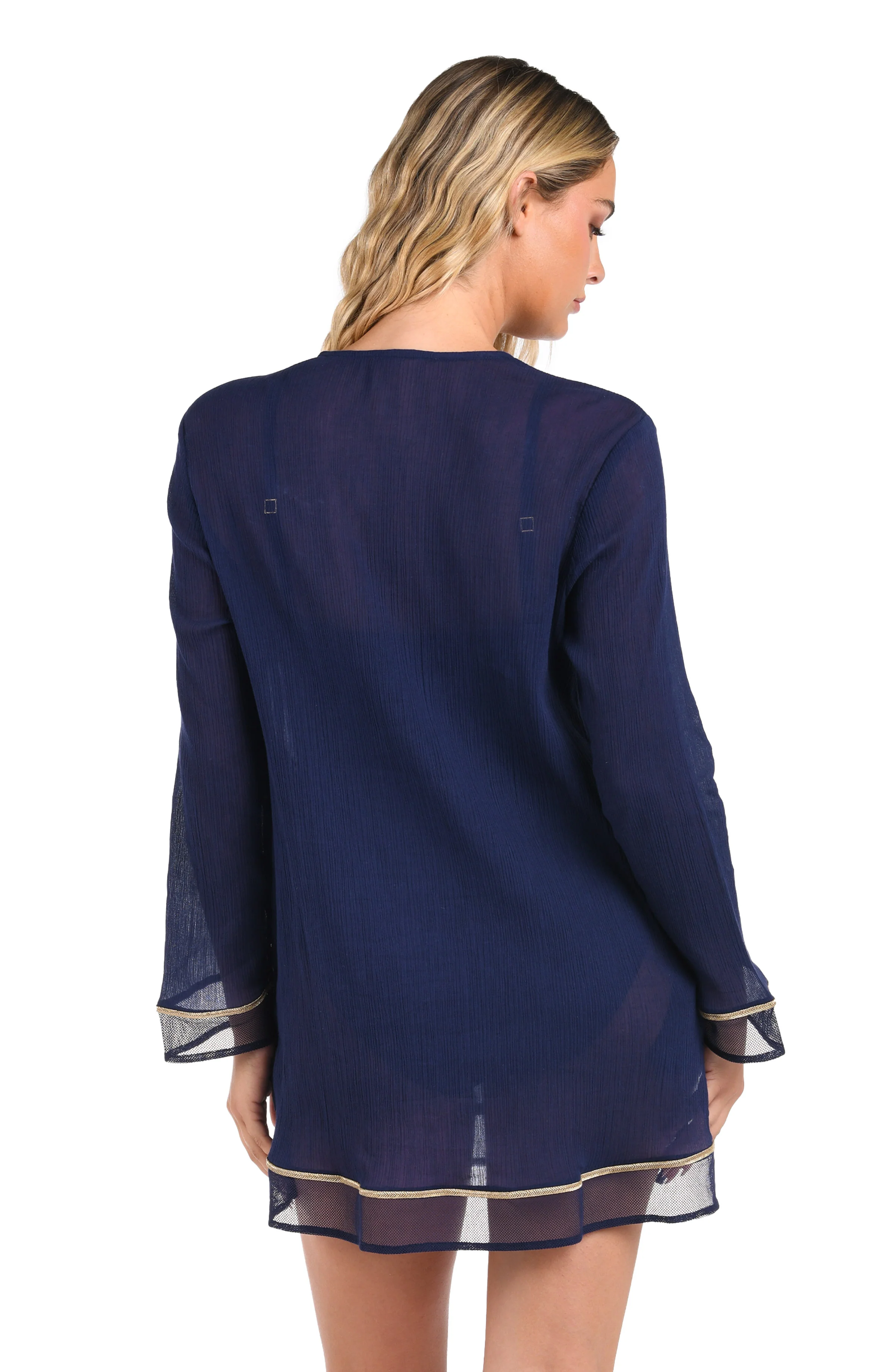 Fields Of Gold Lace Up V-Neck Tunic Cover Up - FINAL SALE