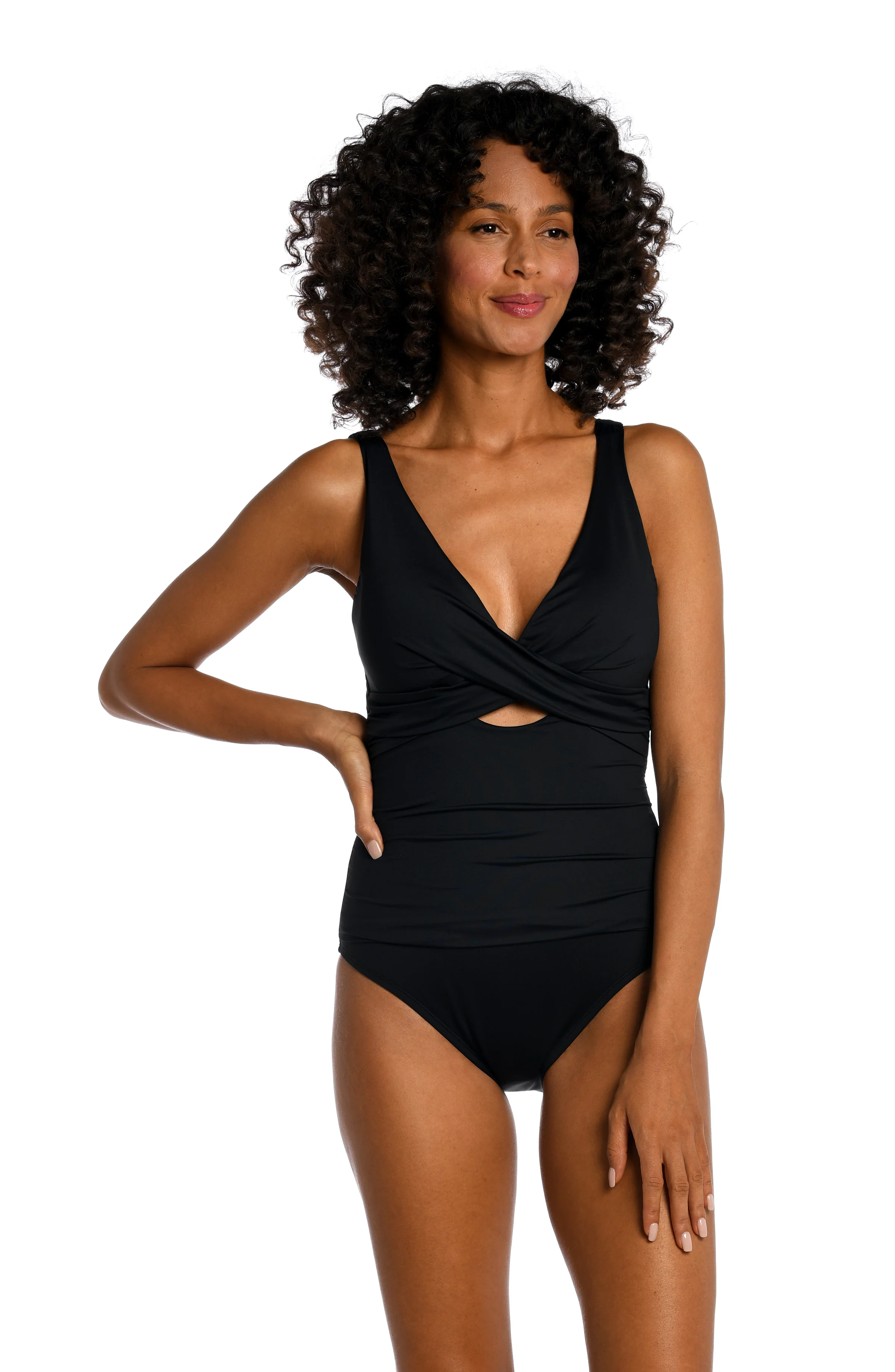 Island Goddess Cross Front Keyhole One Piece - Black - FINAL SALE