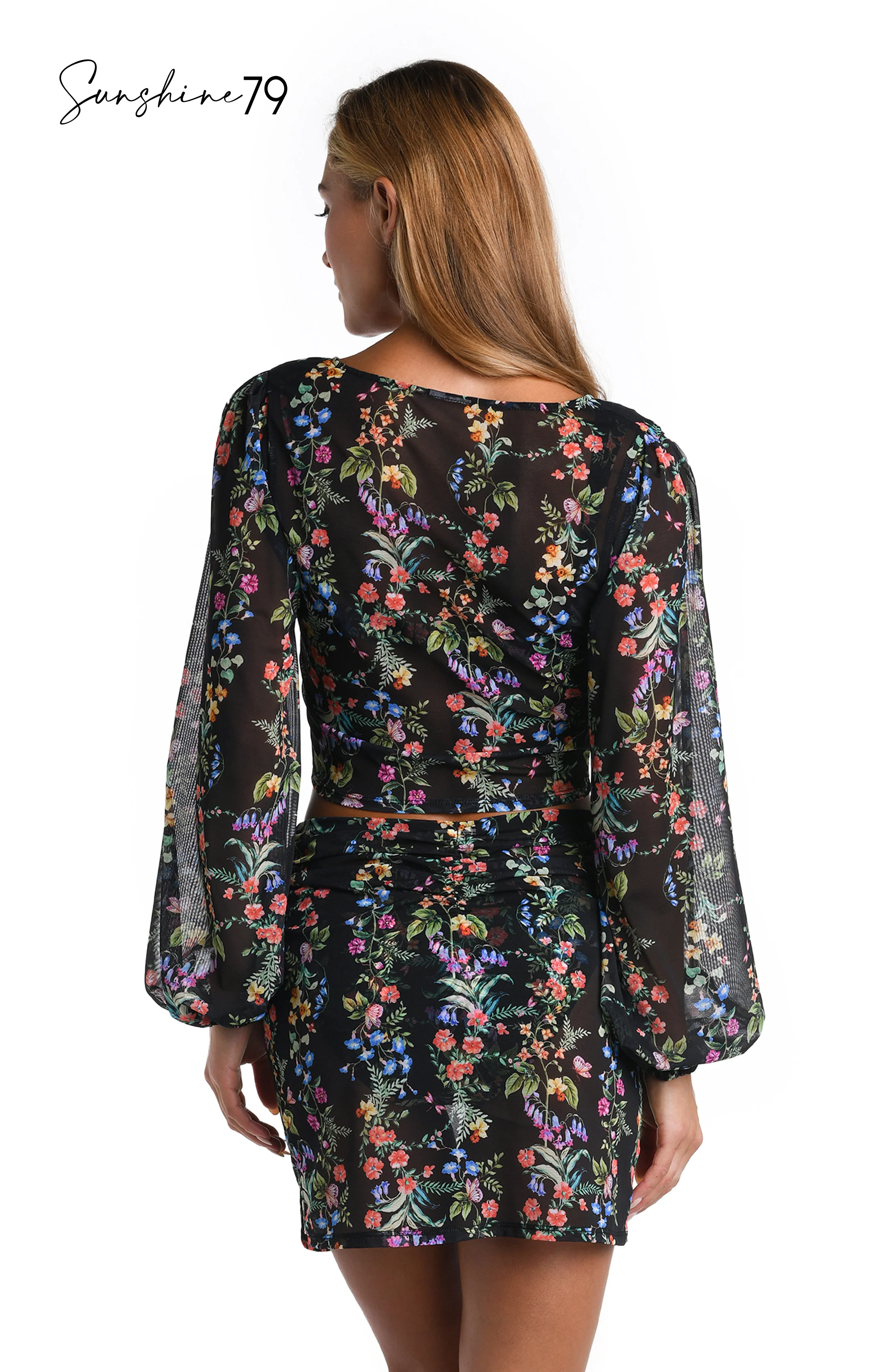Sunshine 79 Wildflower Vines Mesh Crop Top Cover Up - FINAL SALE