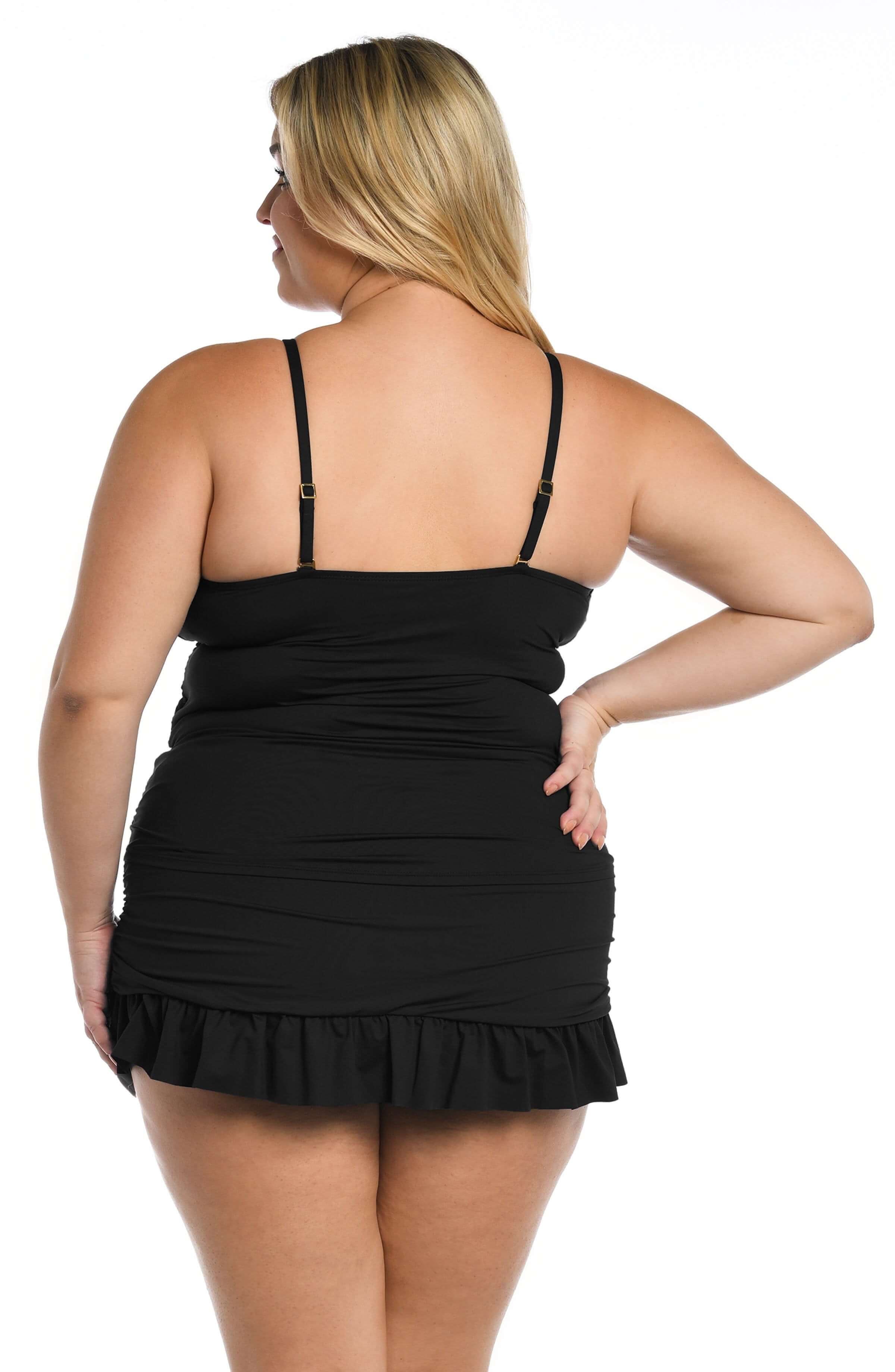 Island Goddess High Neck Keyhole Tankini Top - Black - FINAL SALE
