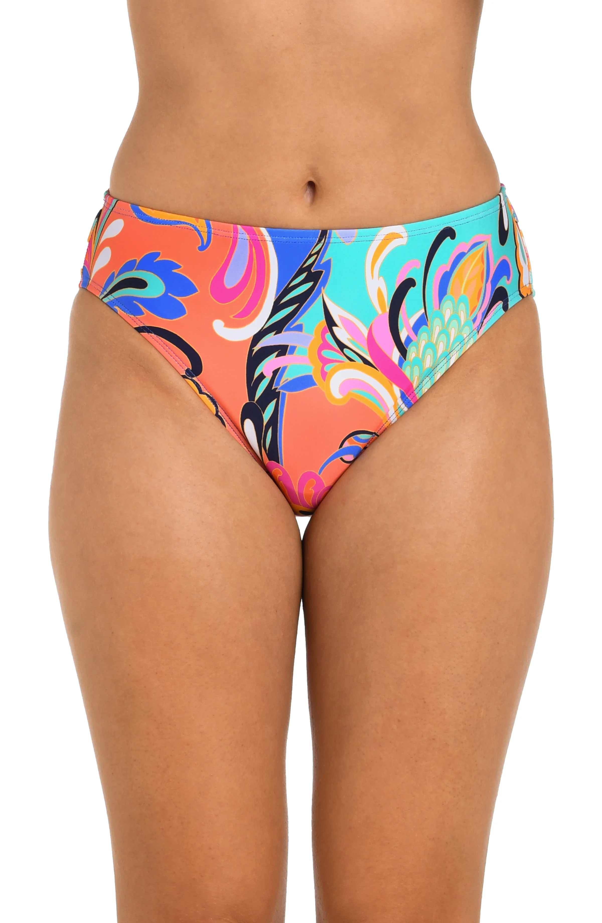 24th & Ocean Prima Paisley Mid Waist Bikini Bottom - FINAL SALE
