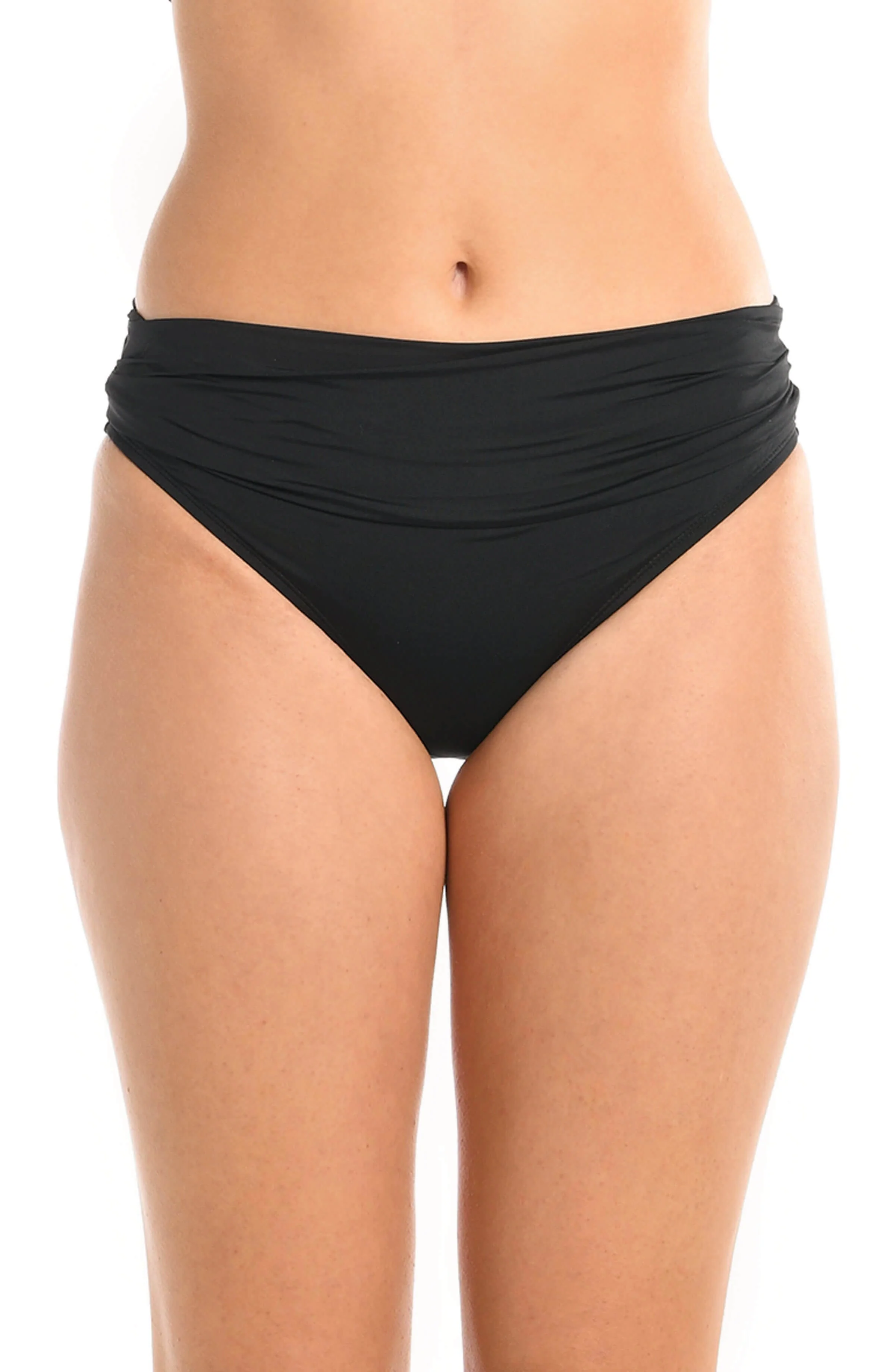 Island Goddess Ruched Band Hipster Bottom - Black