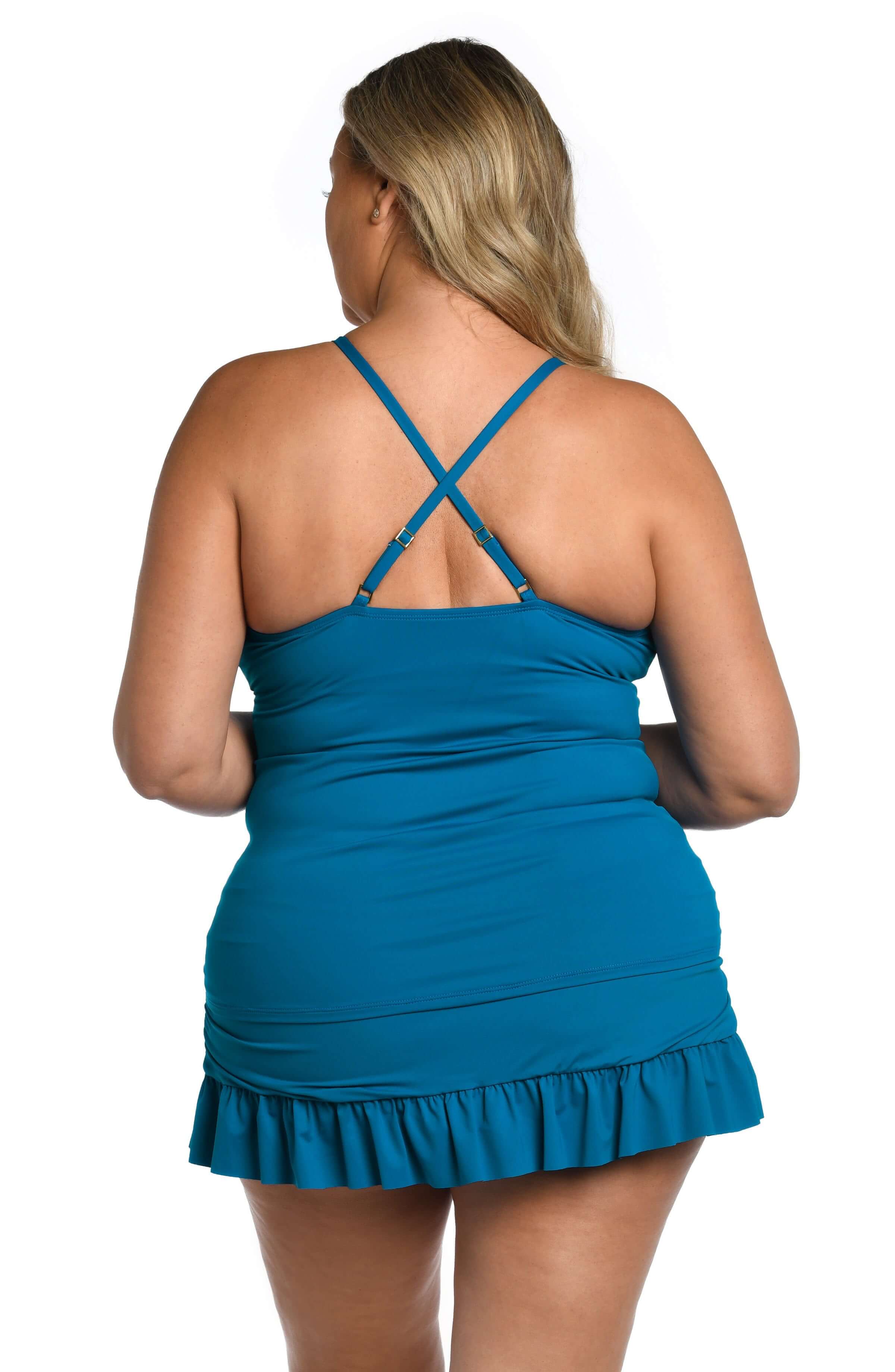 Island Goddess High Neck Keyhole Tankini Top - Ocean - FINAL SALE