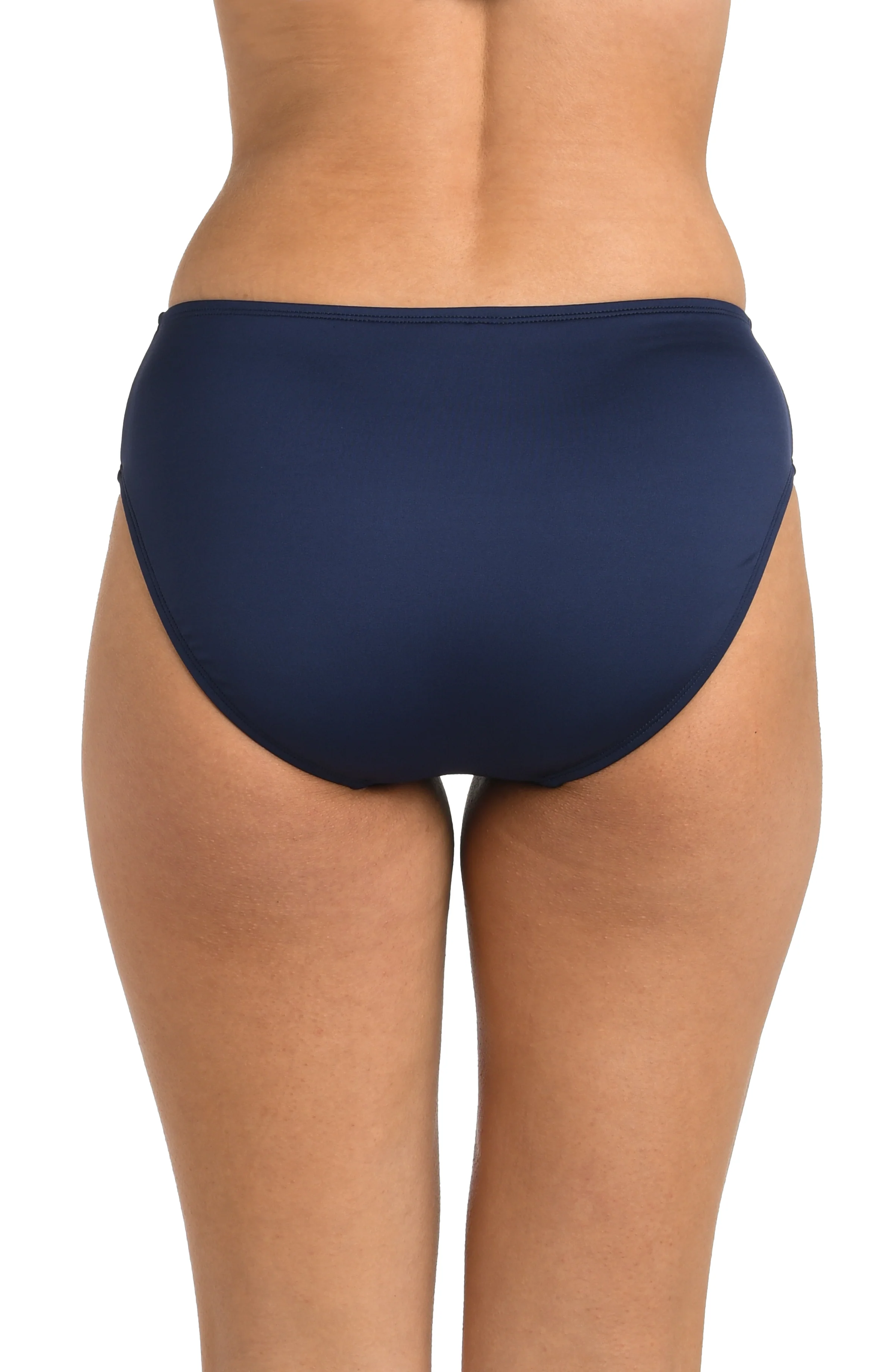 24th & Ocean Solid Mid Waist Bikini Bottom - Midnight
