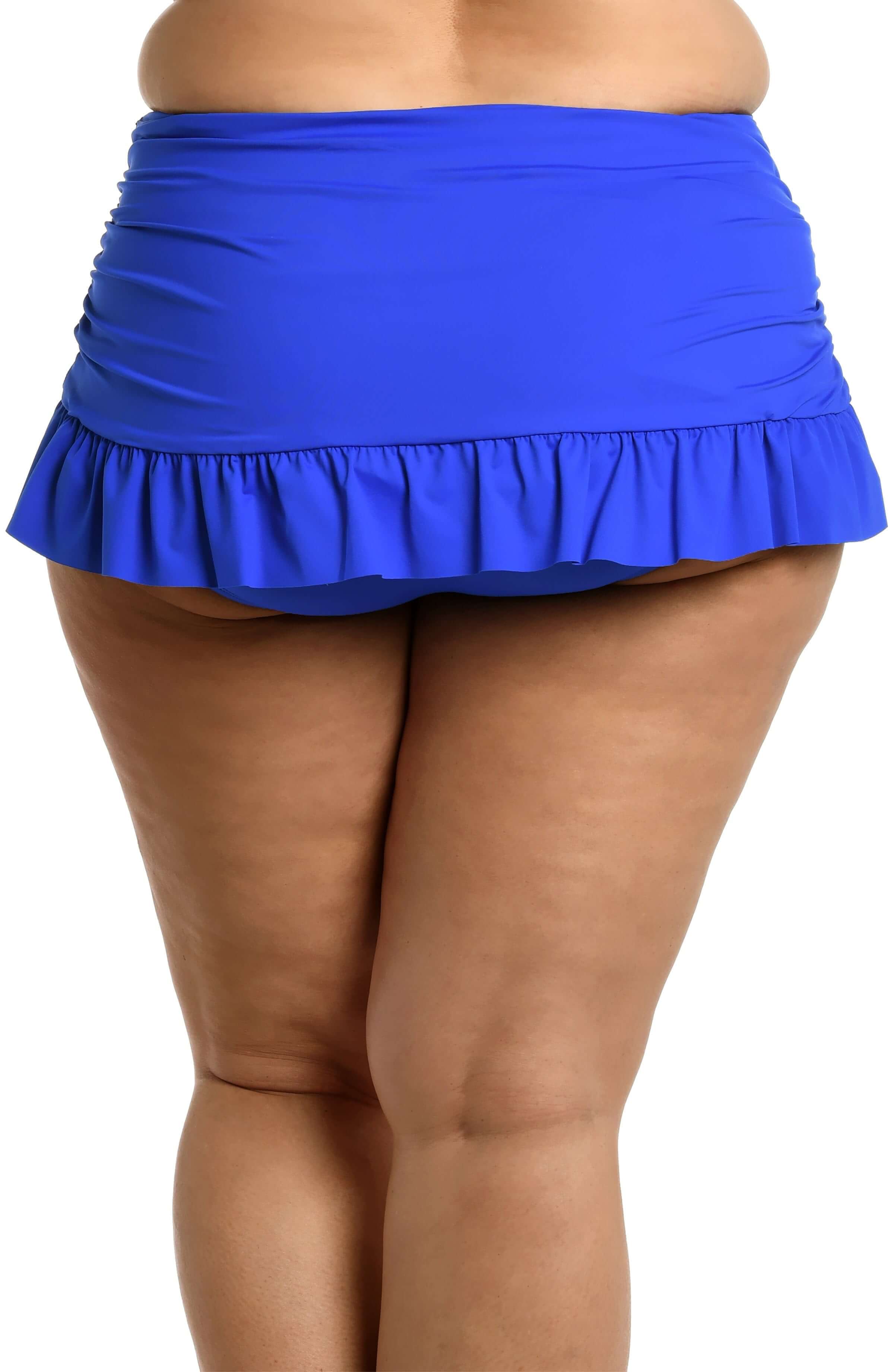 Island Goddess Ruffle Skirted Bottom - Sapphire - FINAL SALE