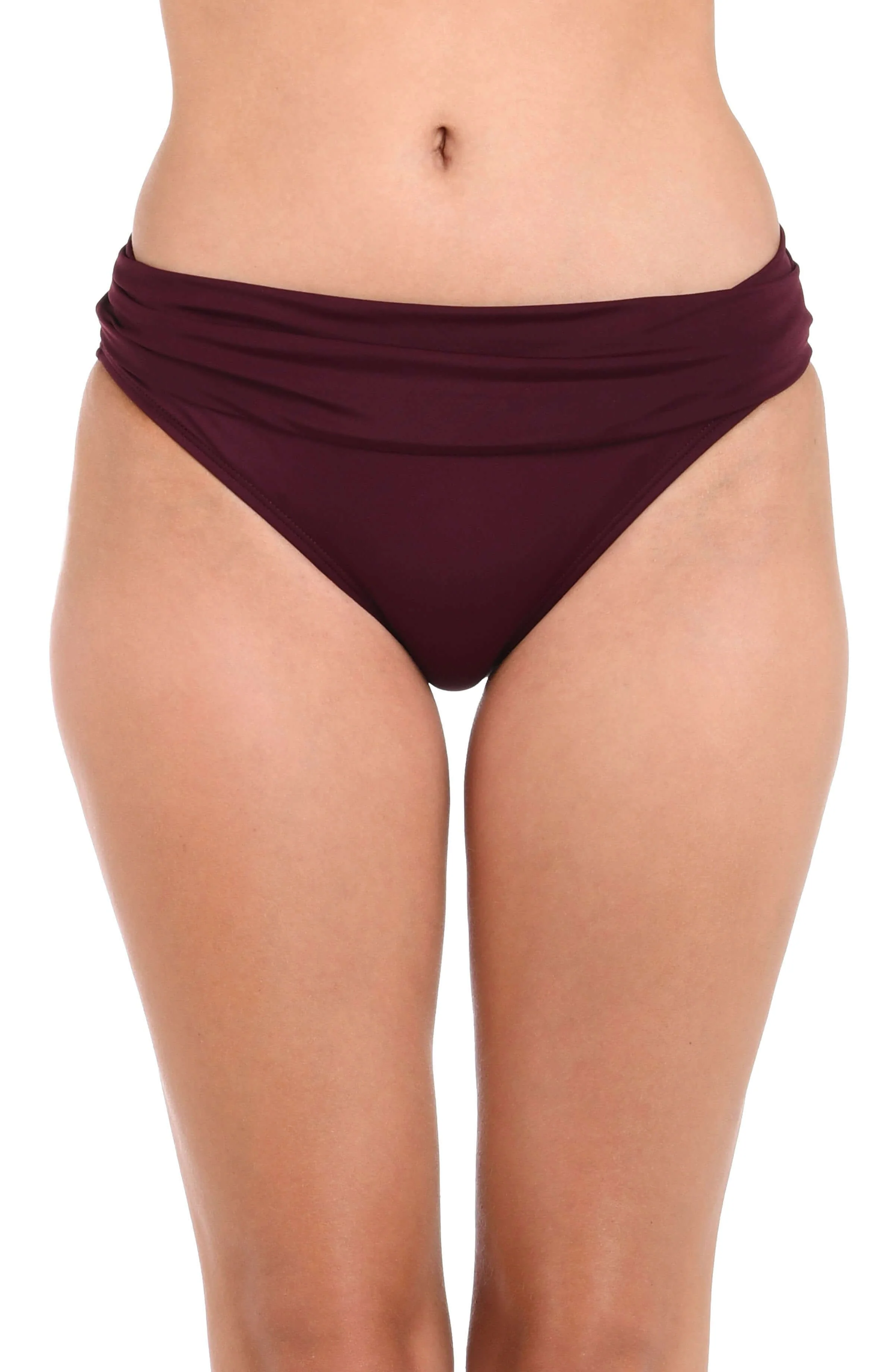 Island Goddess Ruched Band Hipster Bottom - Dark Cherry
