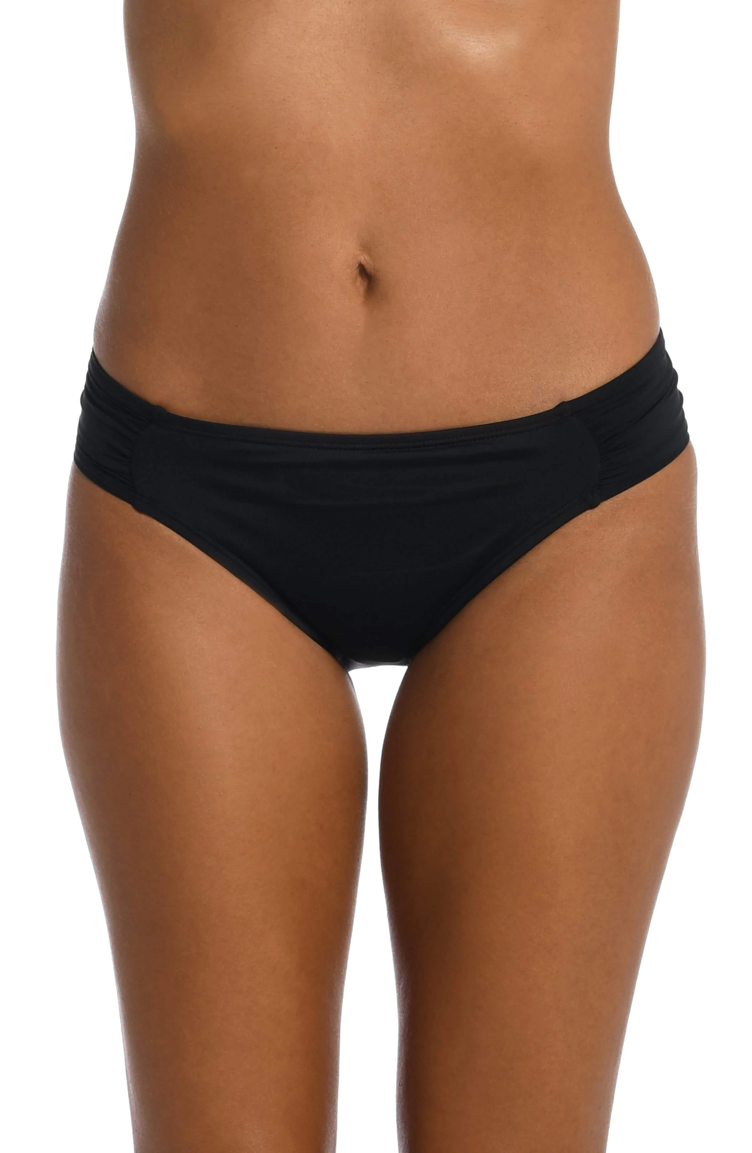 Island Goddess Side Ruched Hipster Bottom - Black
