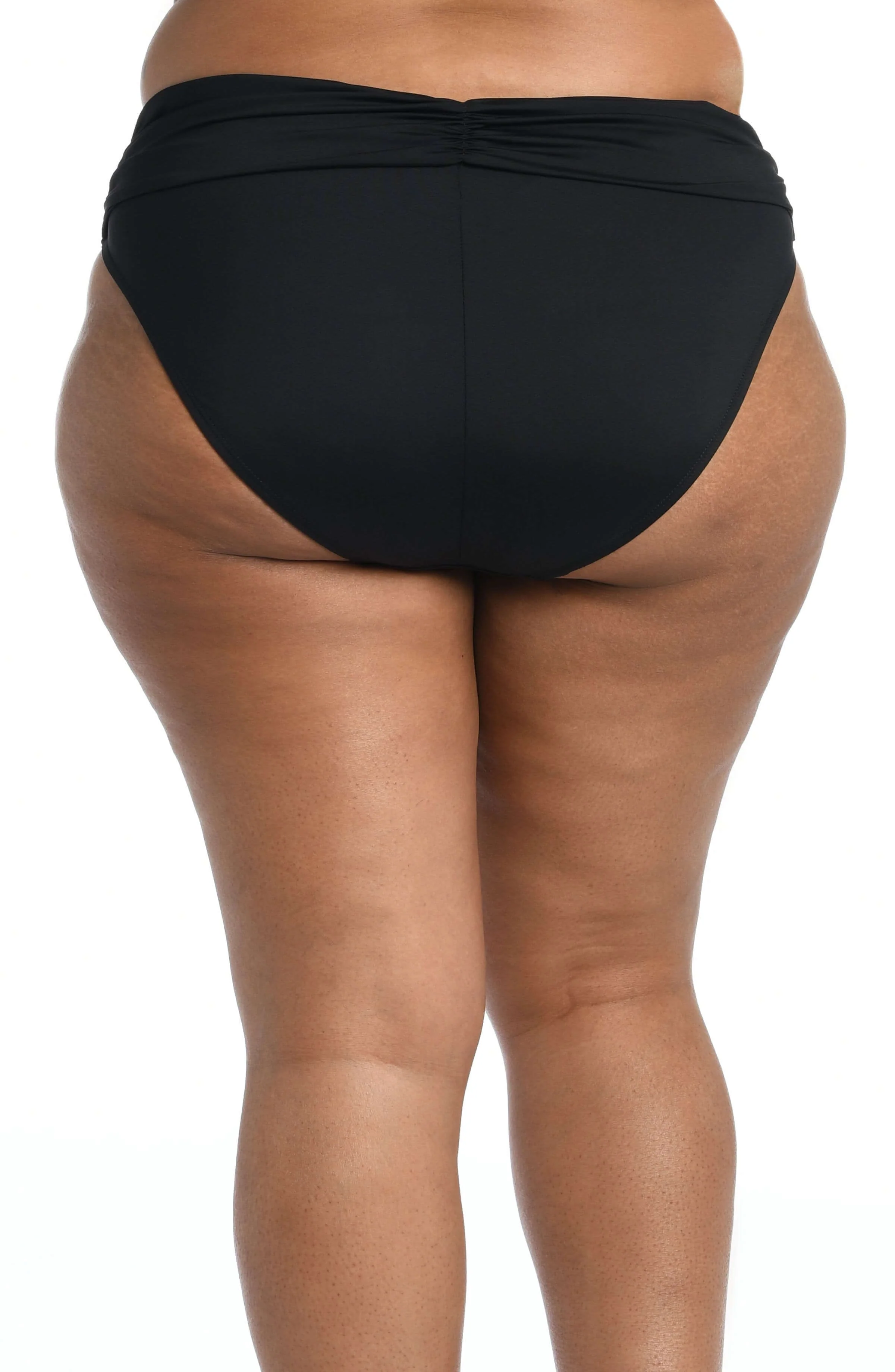 Island Goddess Ruched Band Hipster Bottom - Black