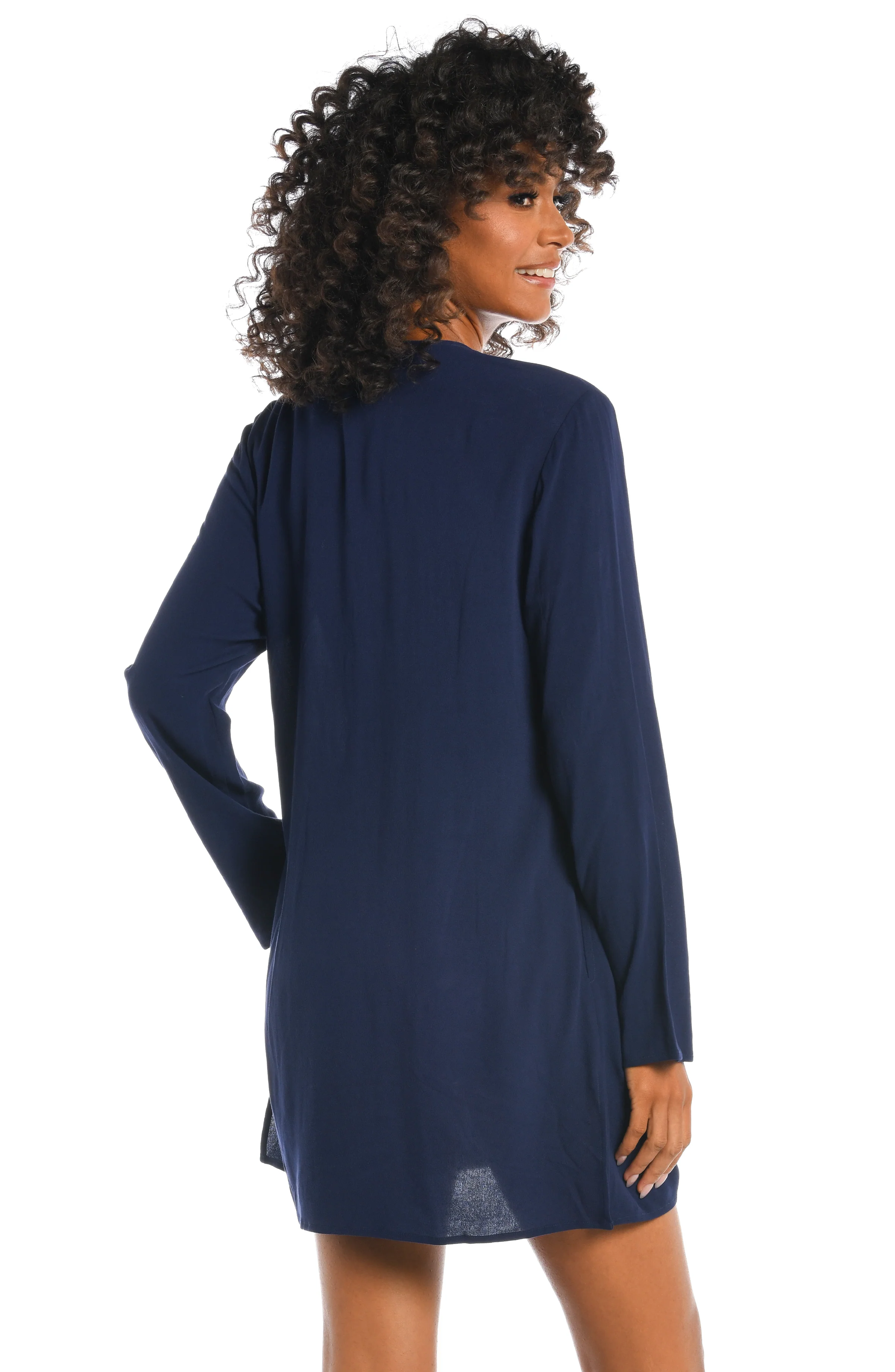 Beachcomber Basics Lace Up V-Neck Tunic - Indigo - FINAL SALE