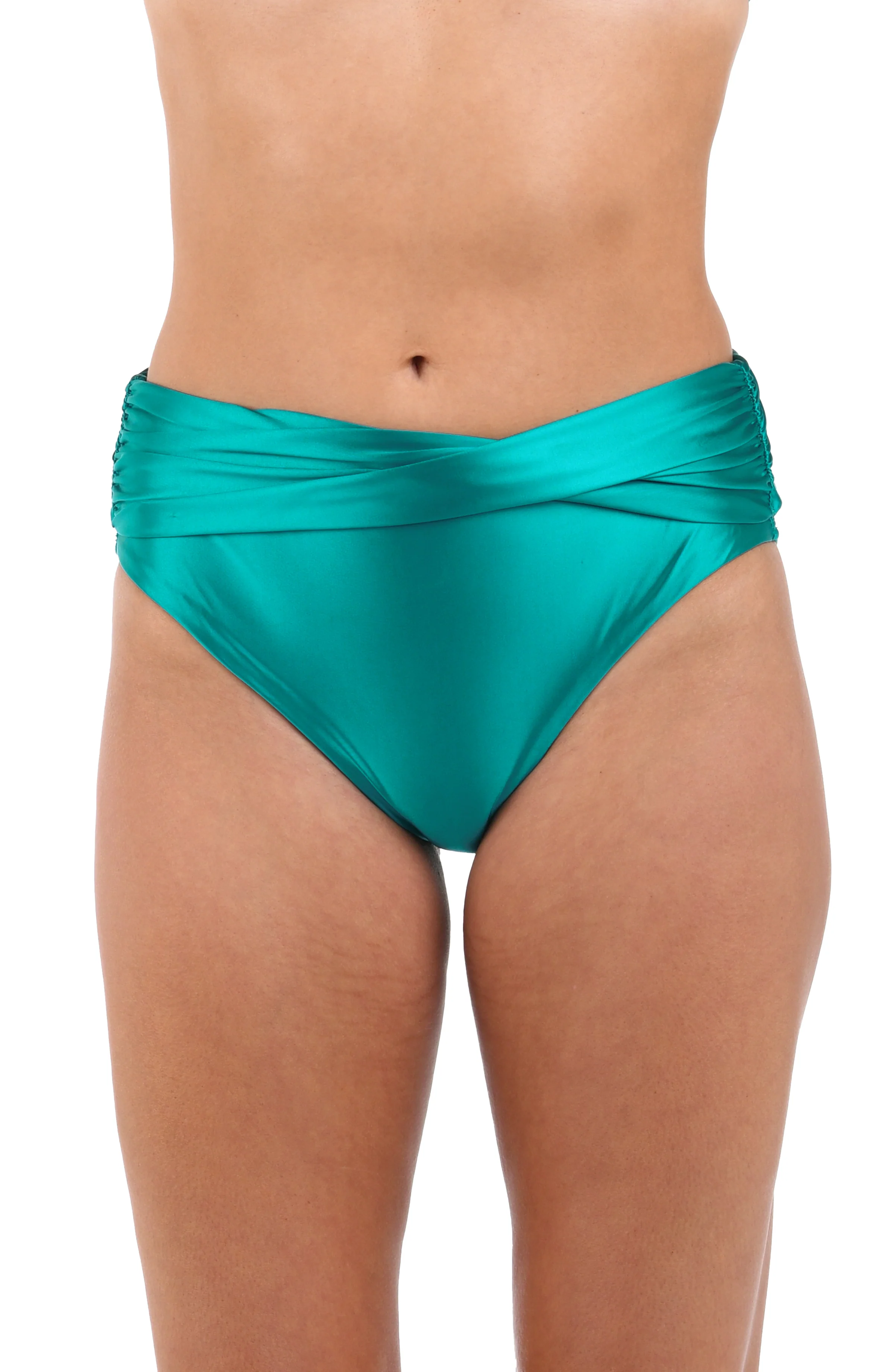 Earth Goddess Mid-Waist Twist Front Bottom - Teal - FINAL SALE
