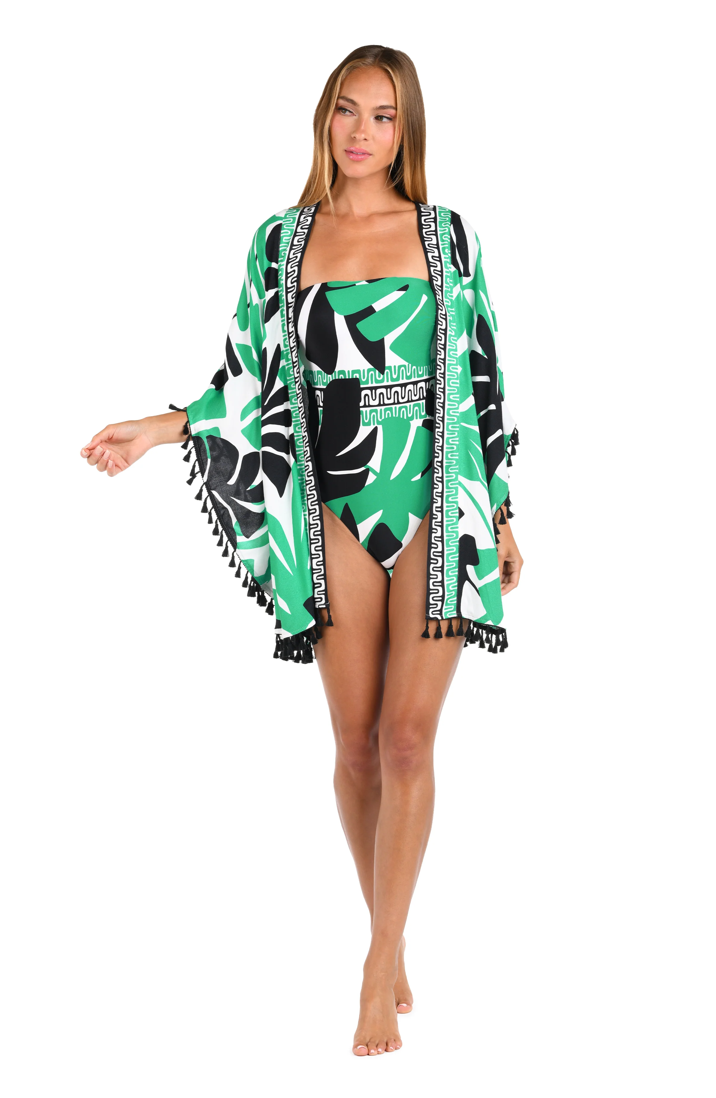 Sunshine 79 Monstera Open Front Kimono - FINAL SALE