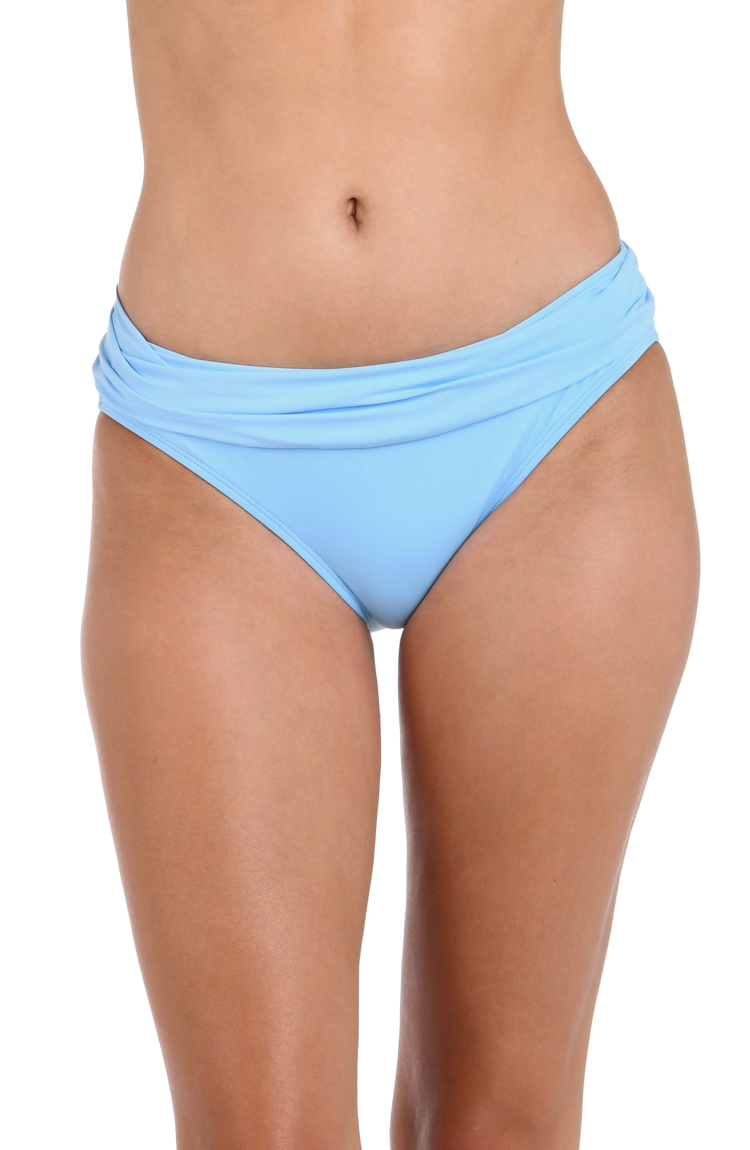 Island Goddess Ruched Band Hipster Bottom - Crystal Blue