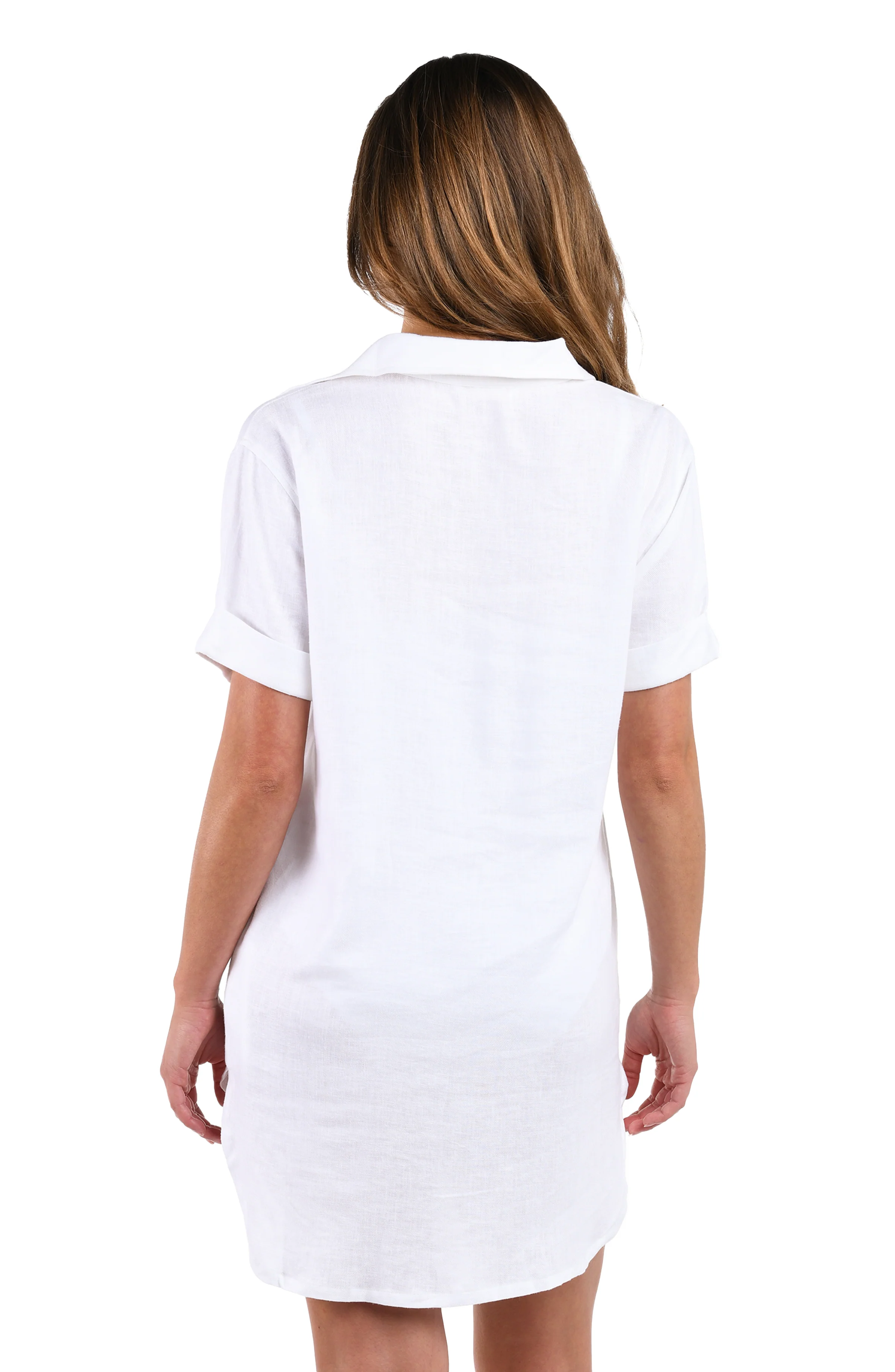 Delphine Coast Button Up Cover Up Dress - White