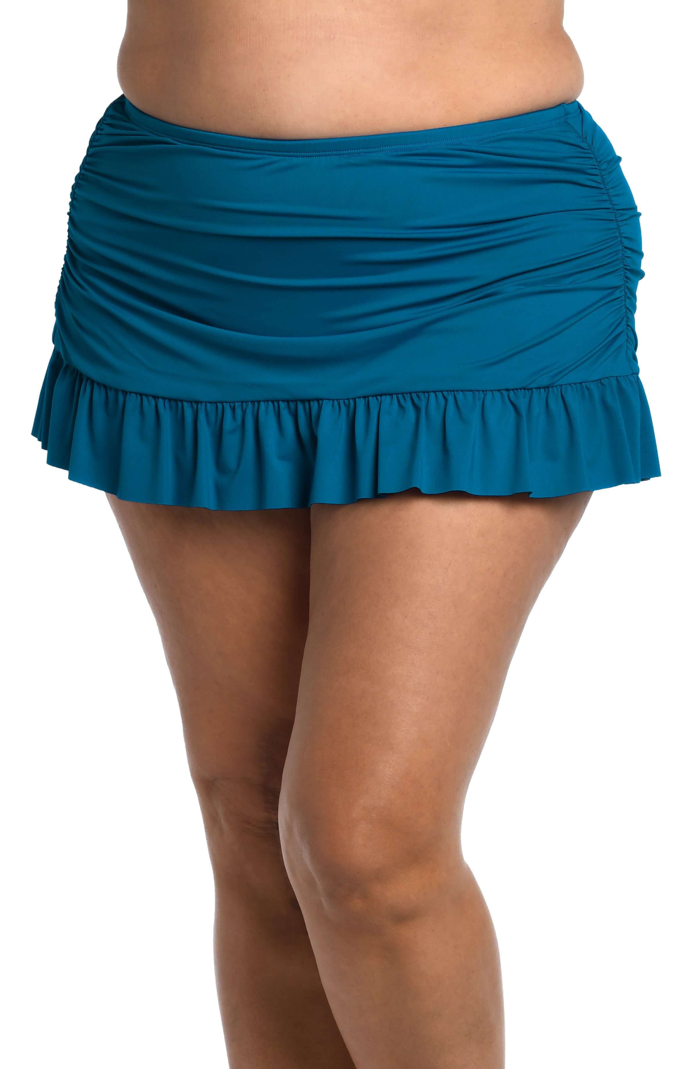 Island Goddess Ruffle Skirted Bottom - Ocean - FINAL SALE