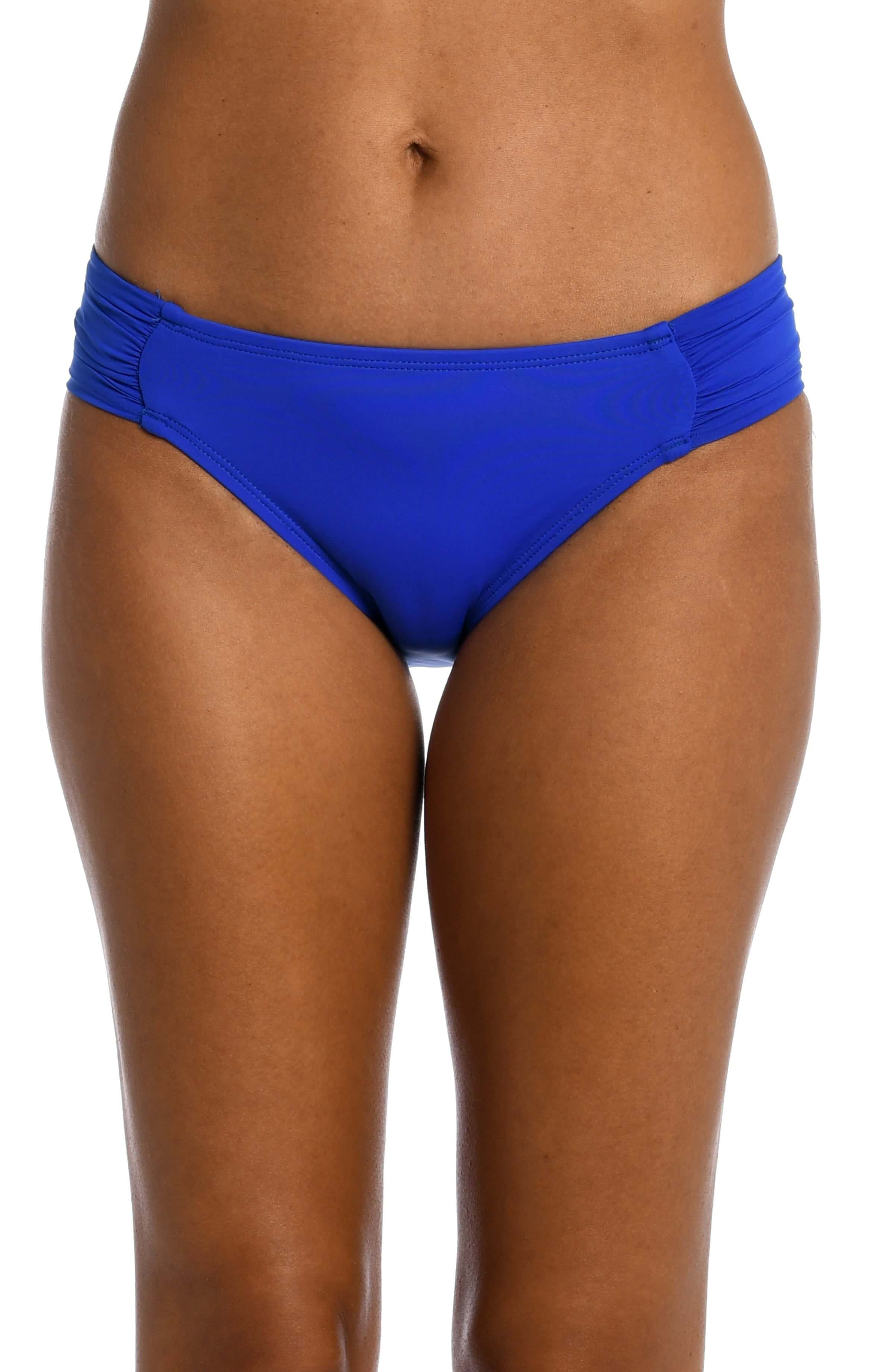 Island Goddess Side Shirred Hipster Bottom - Sapphire (Final Sale)