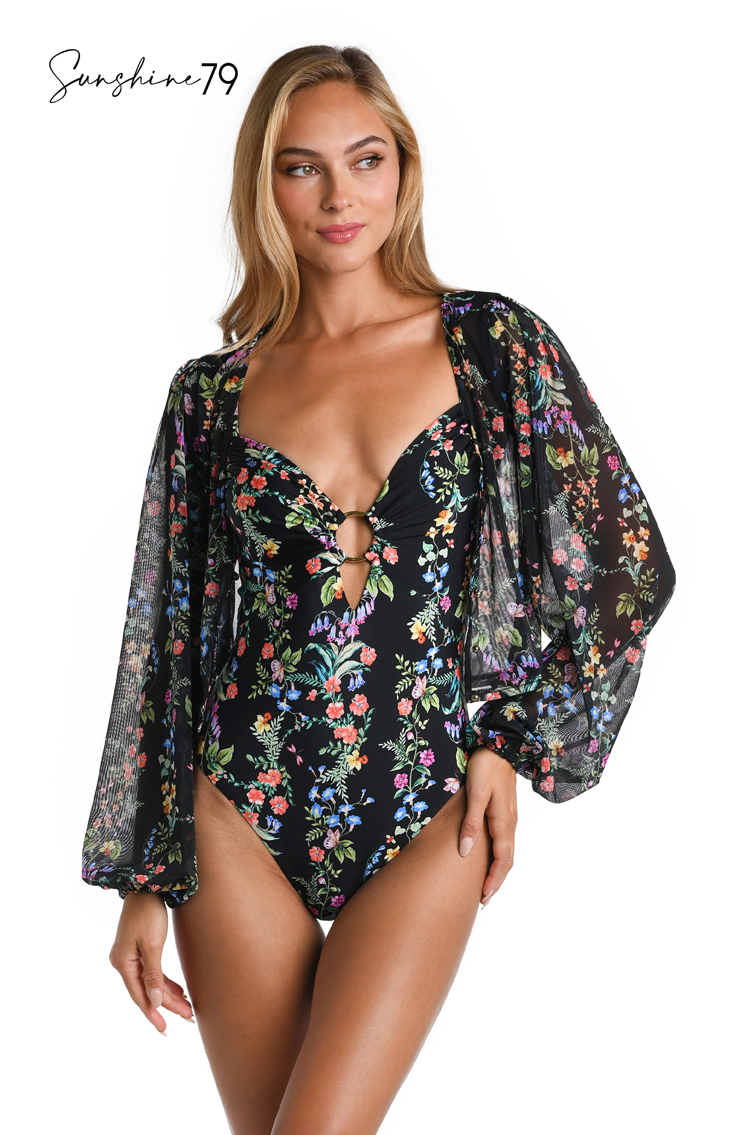 Sunshine 79 Wildflower Vines Mesh Crop Top Cover Up - FINAL SALE