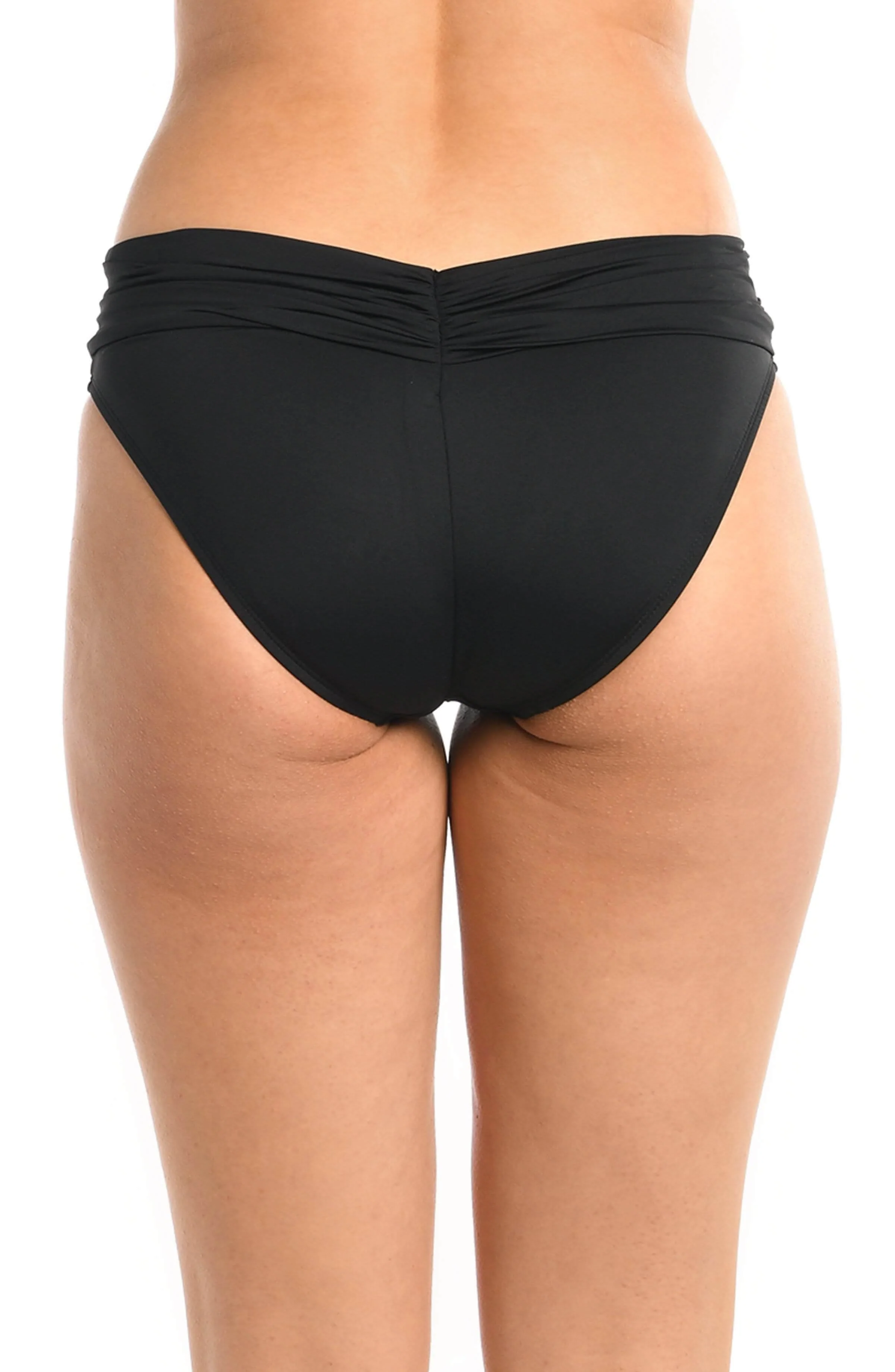 Island Goddess Ruched Band Hipster Bottom - Black